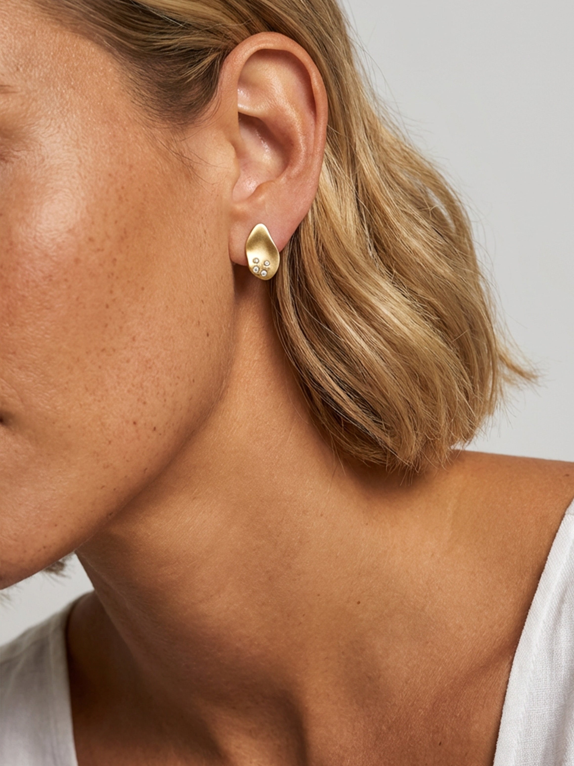 Matte Gold Sculpted Stud Earrings