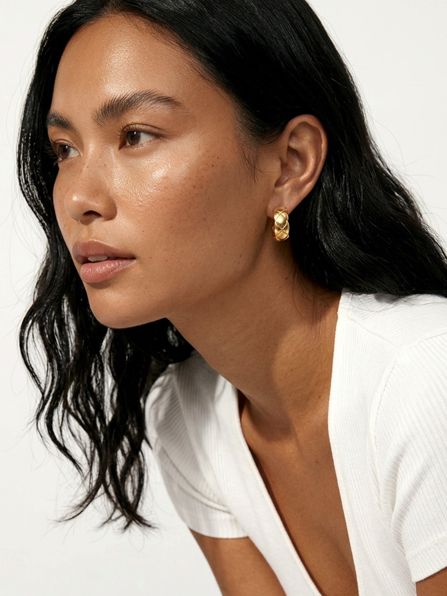 Medium Quilted Hoop Earrings