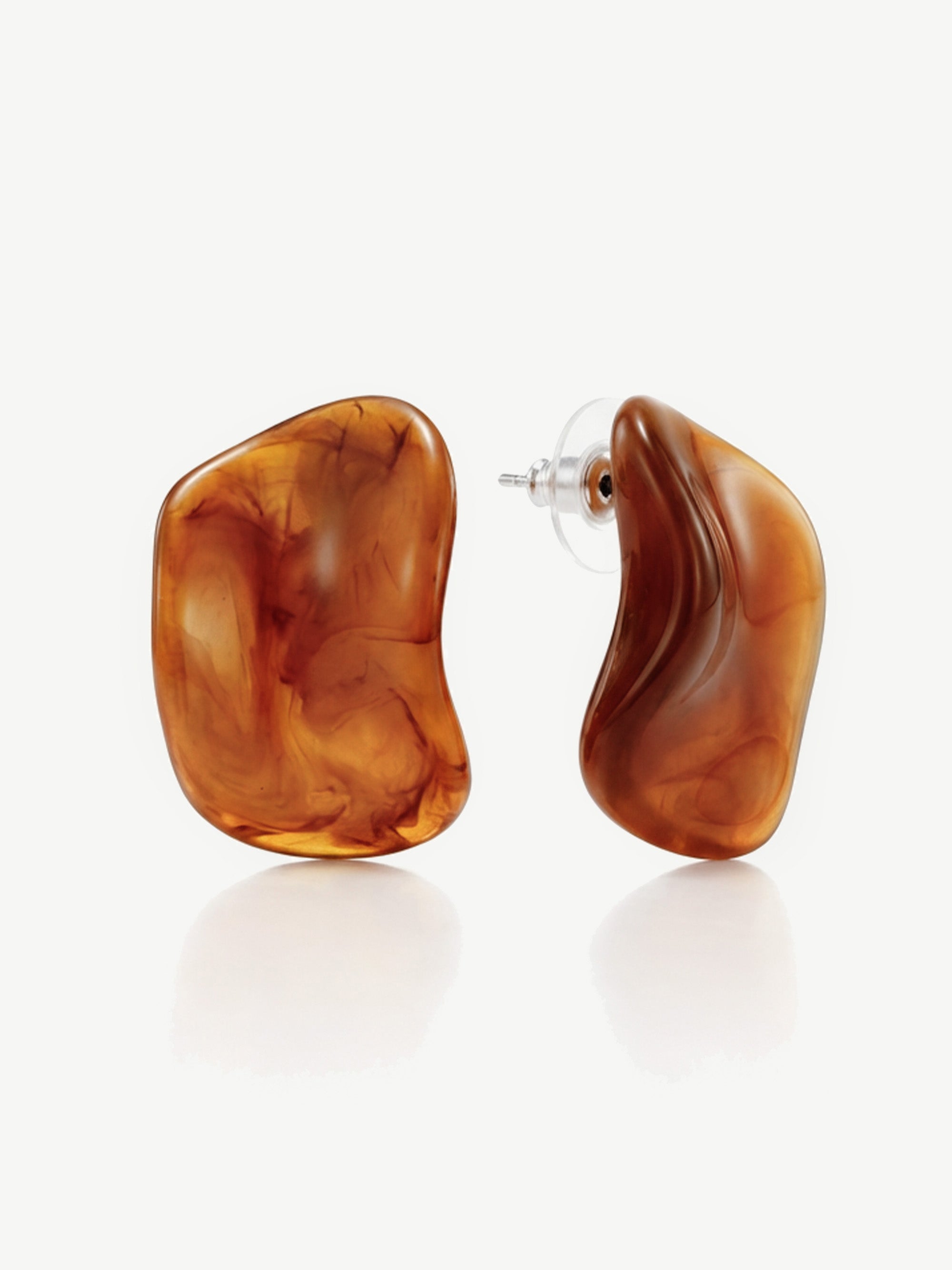 Brown Resin Stud Earrings