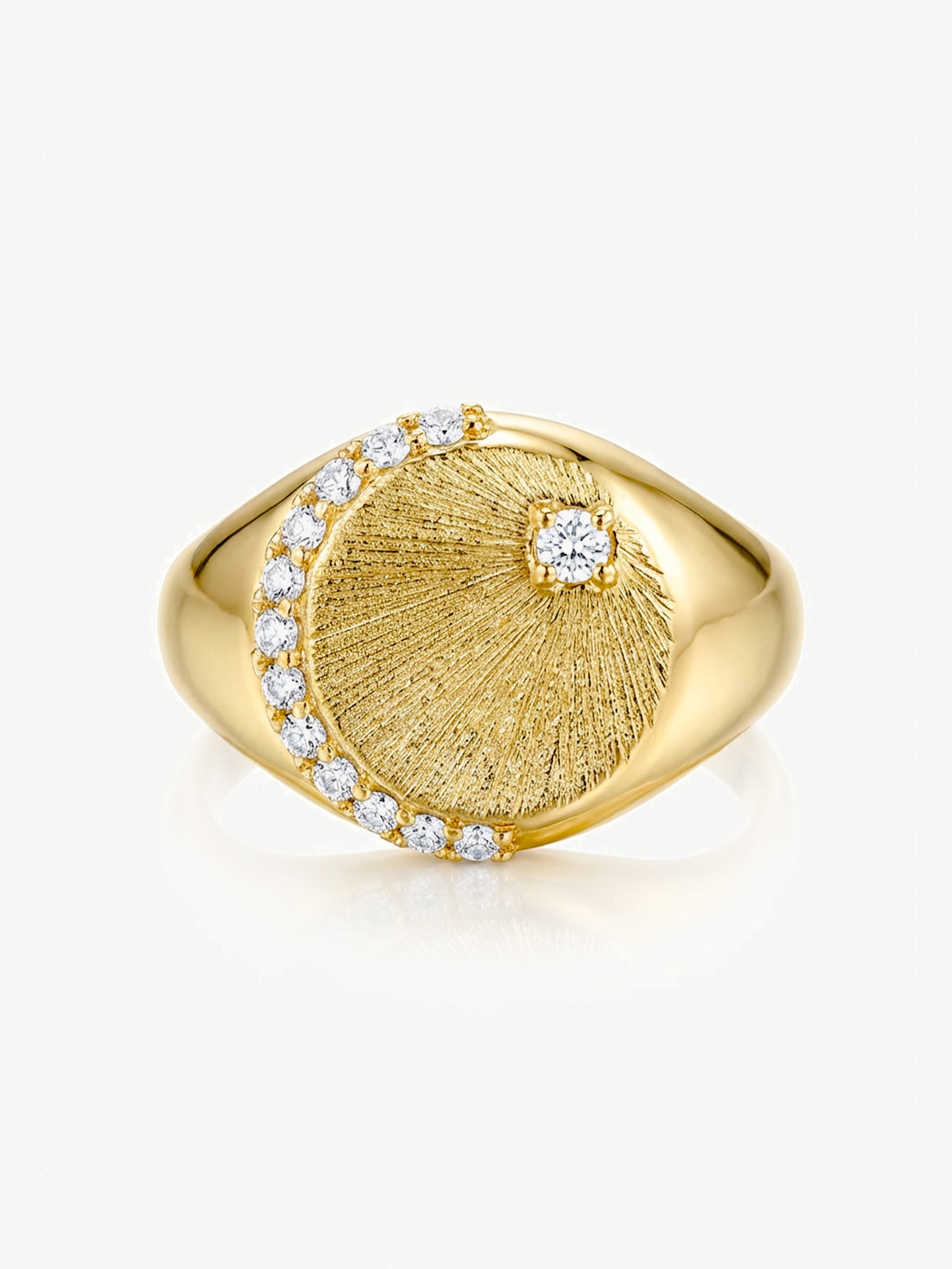 Moissanite Moon & Star Signet Ring