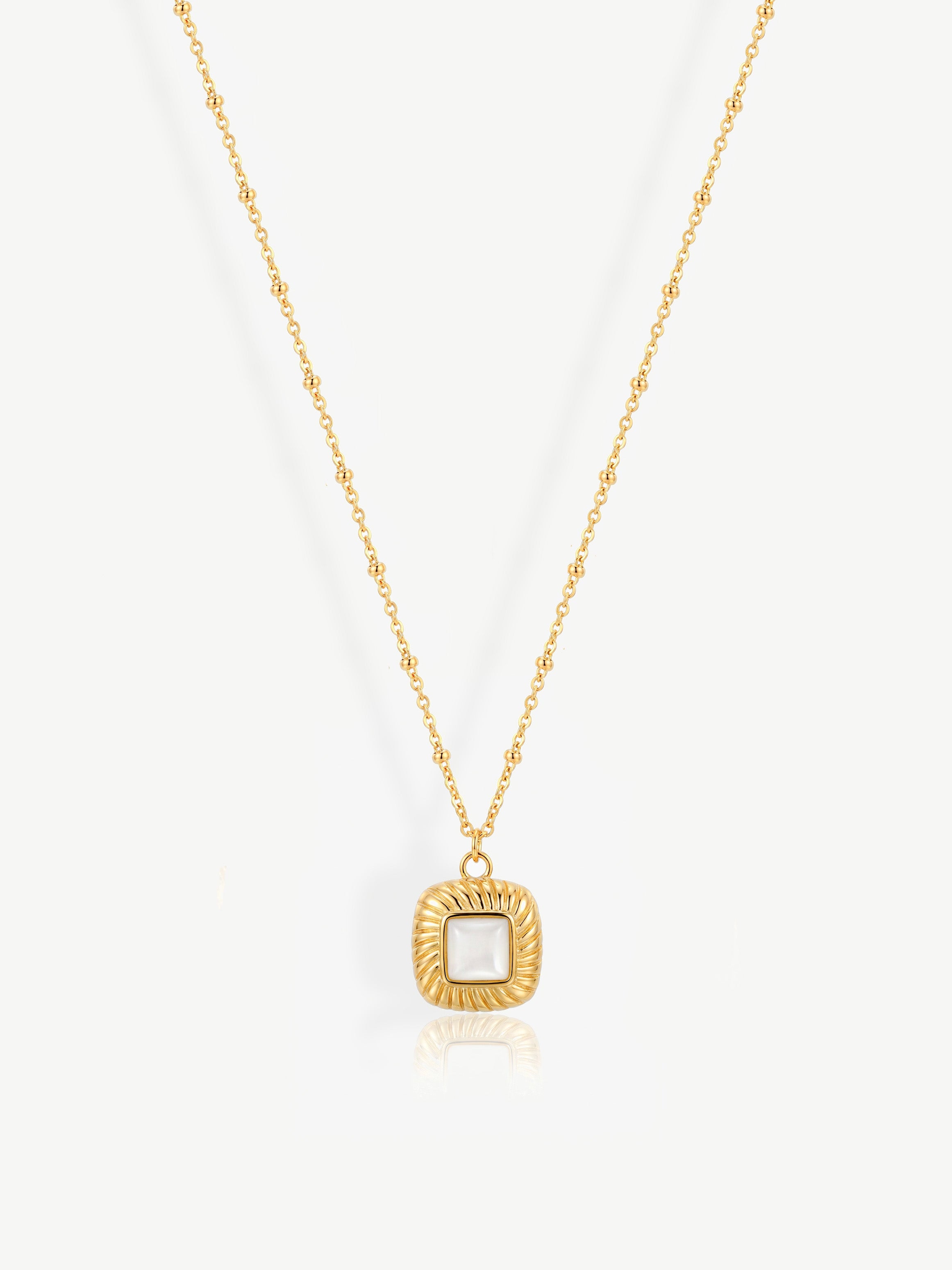 Square Pearl Necklace With Bobble Chain