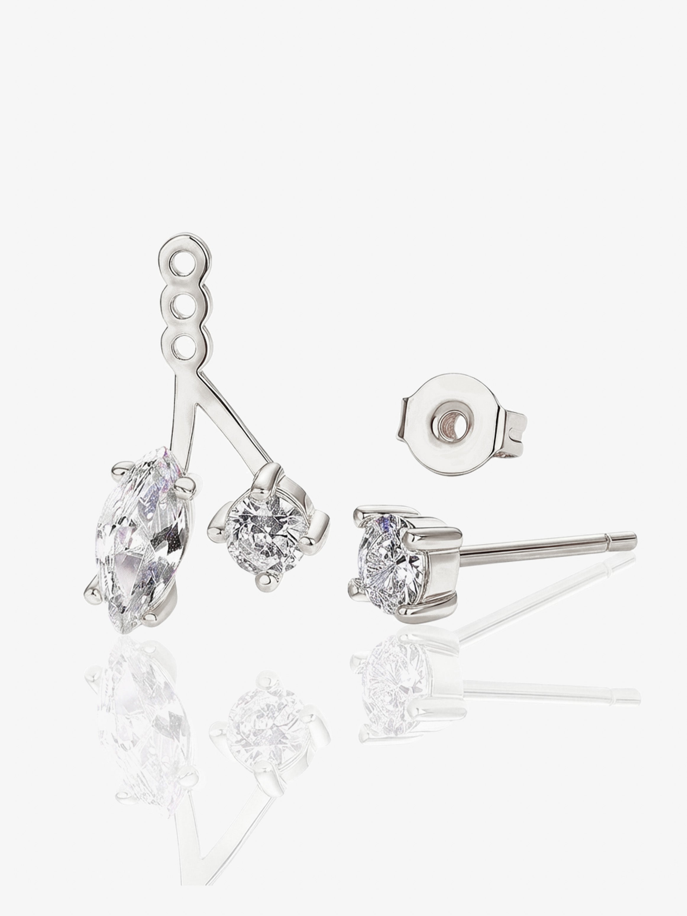 Convertible Moissanite Ear Jacket Stud Earrings