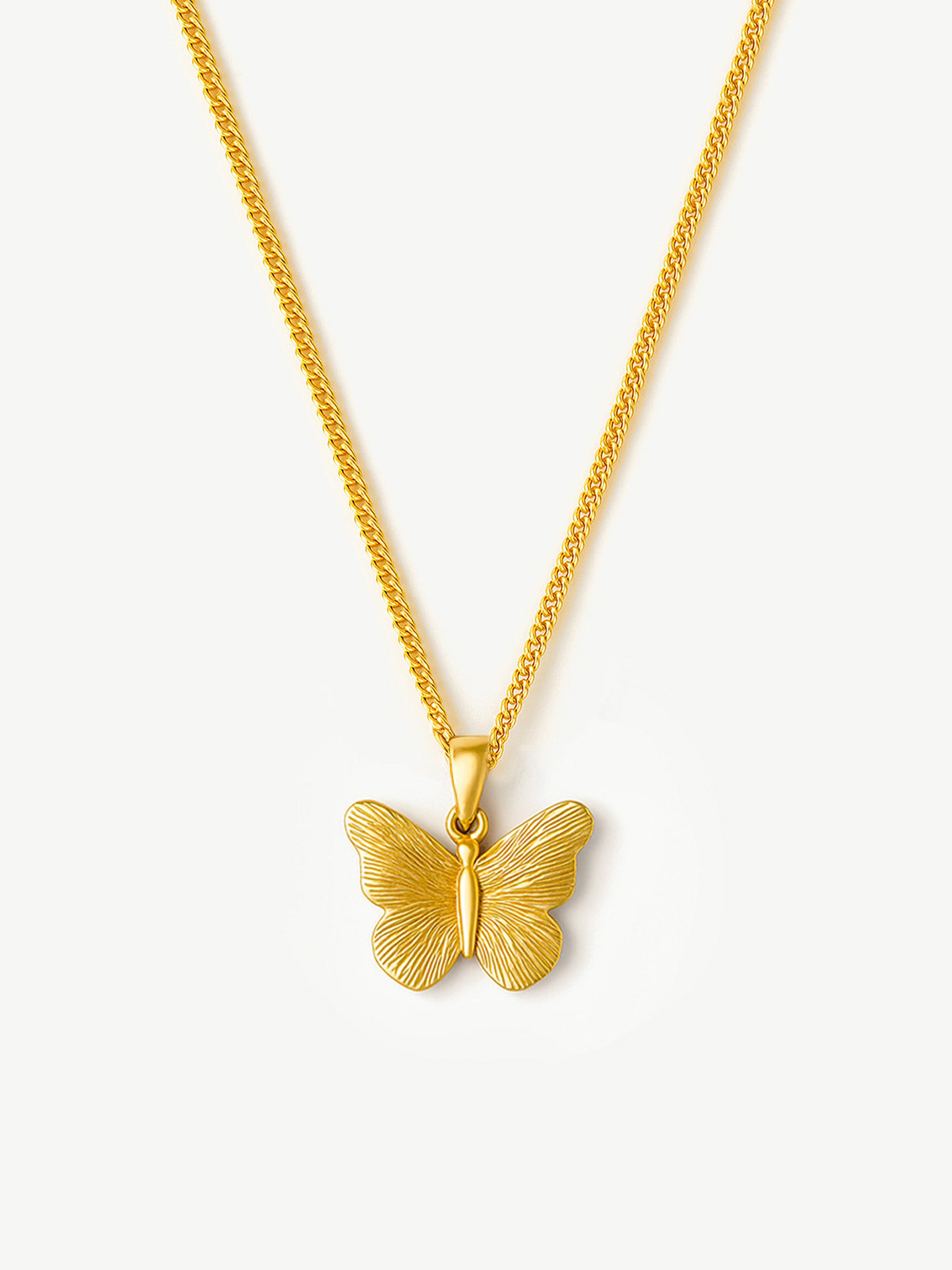 Textured Butterfly Pendant Necklace