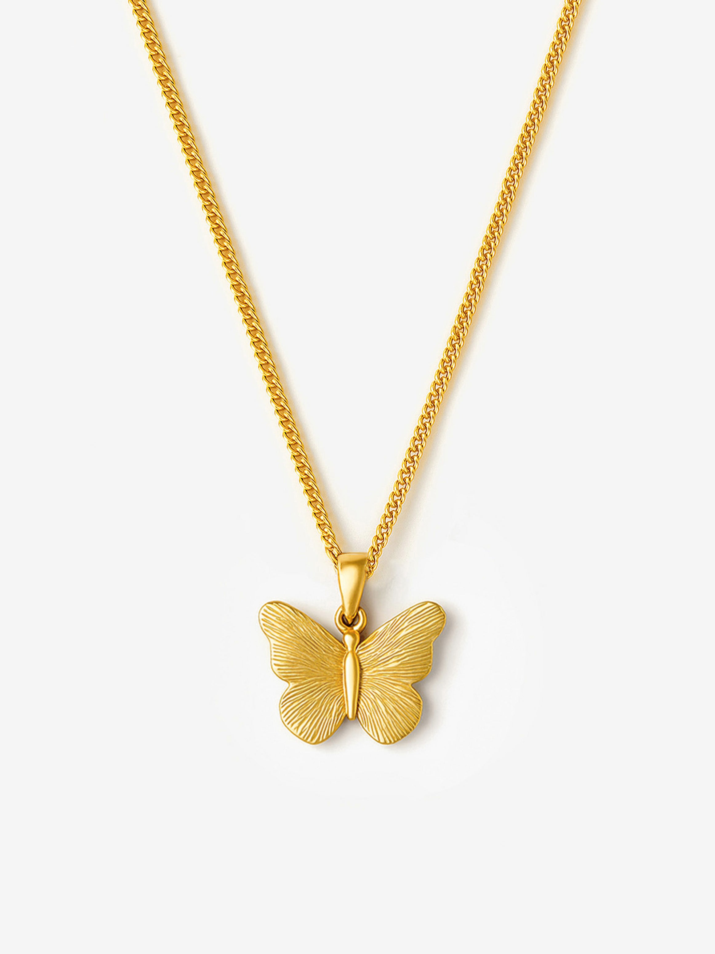 Collier pendentif papillon texturé