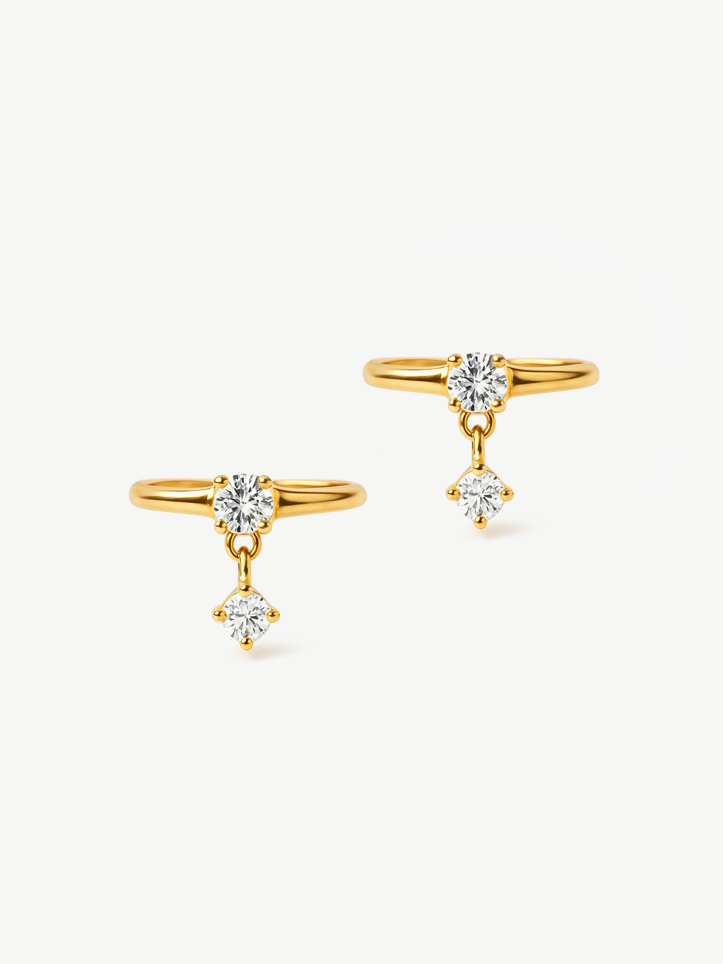 Ear Cuffs With Dangling Stone Charms