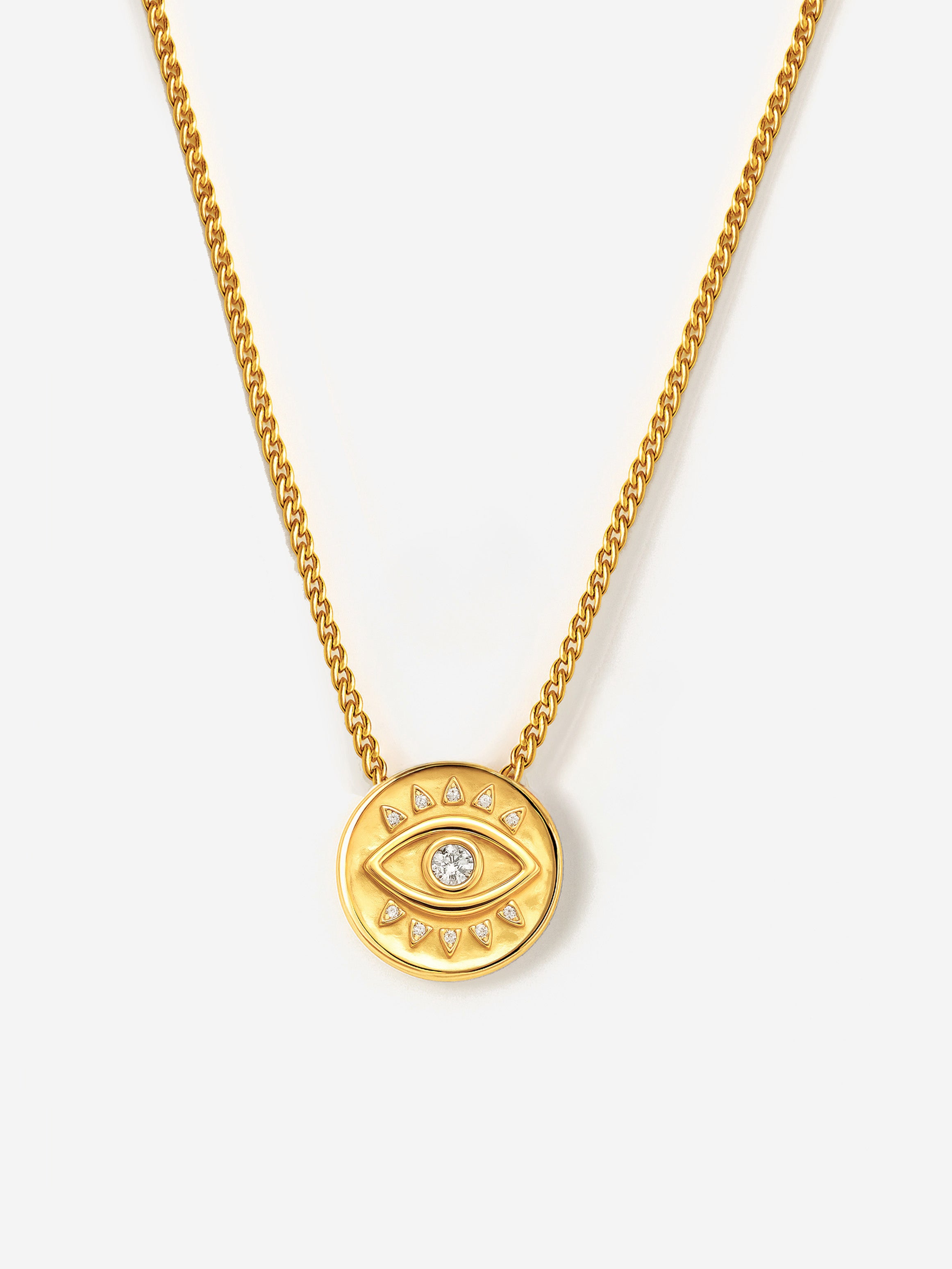 Collier avec pendentif pièce de monnaie mauvais œil