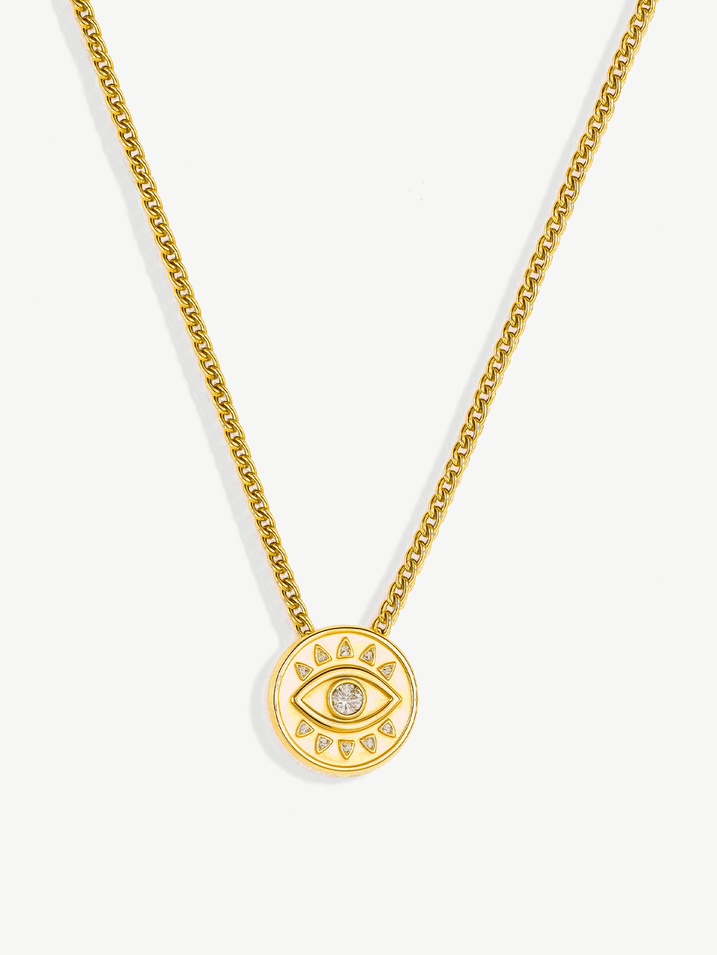 Collier avec pendentif pièce de monnaie mauvais œil