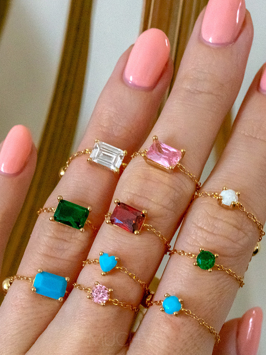 Adjustable Chain Ring - Baguette Stone