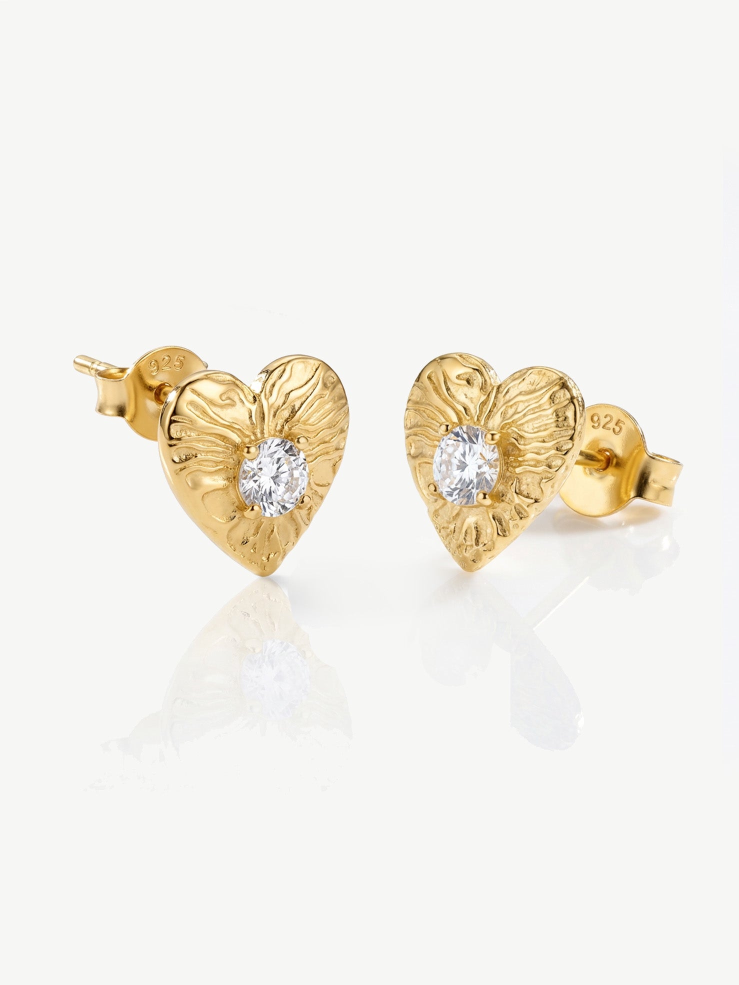 Textured Heart Stud Earrings