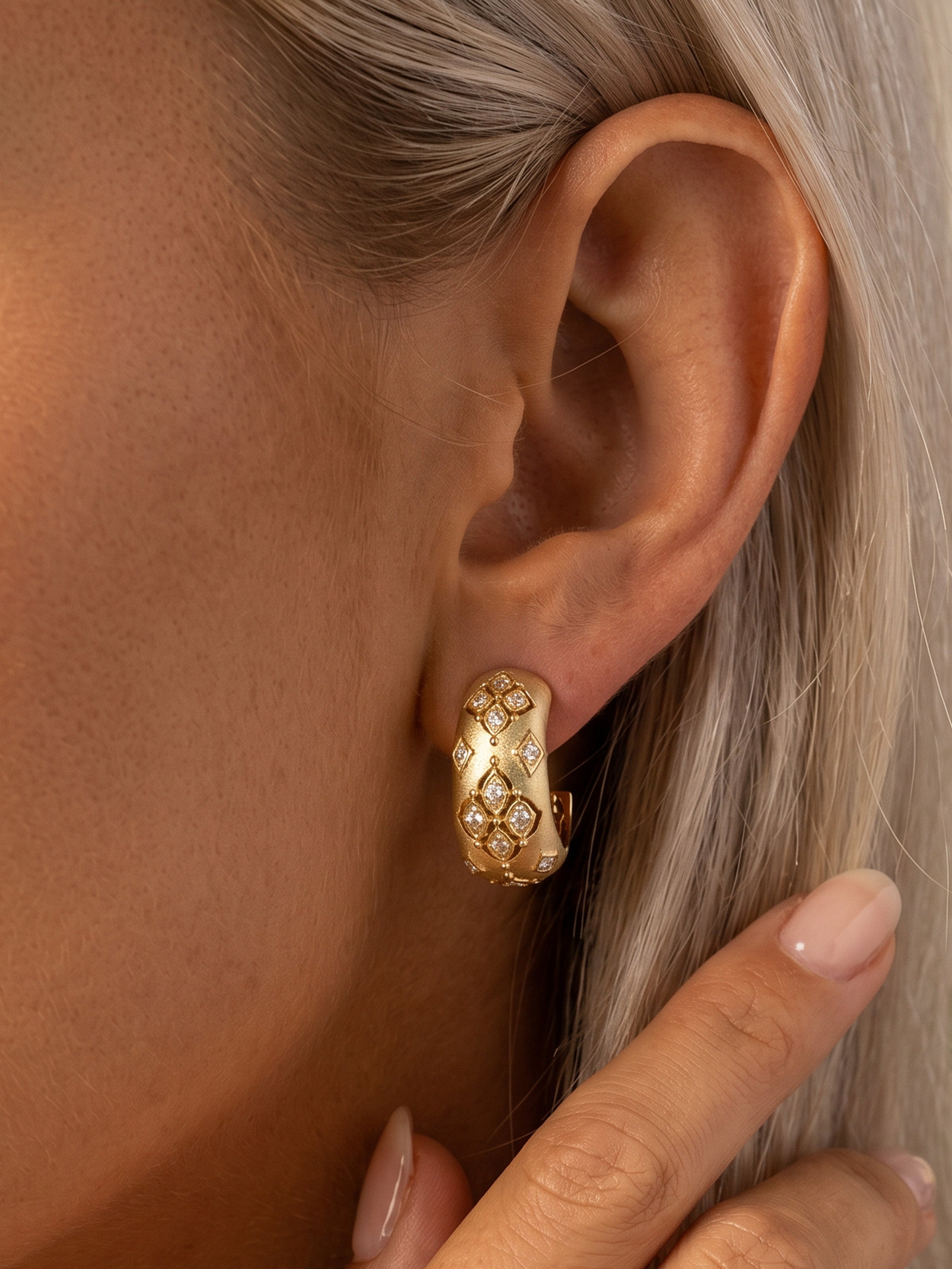 Textured Hydrangea Hoop Earrings
