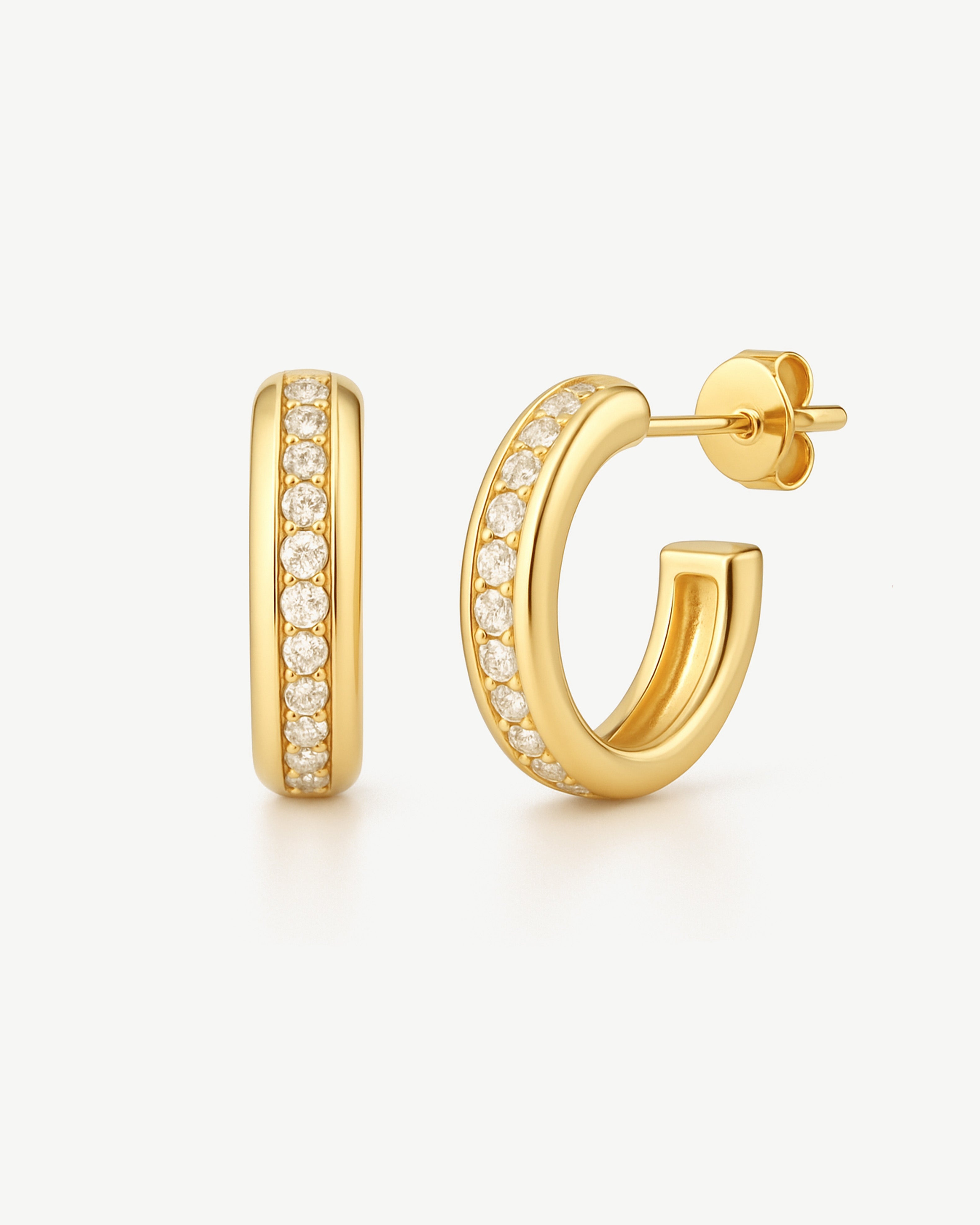 Boucles d'oreilles créoles épaisses avec petites pierres