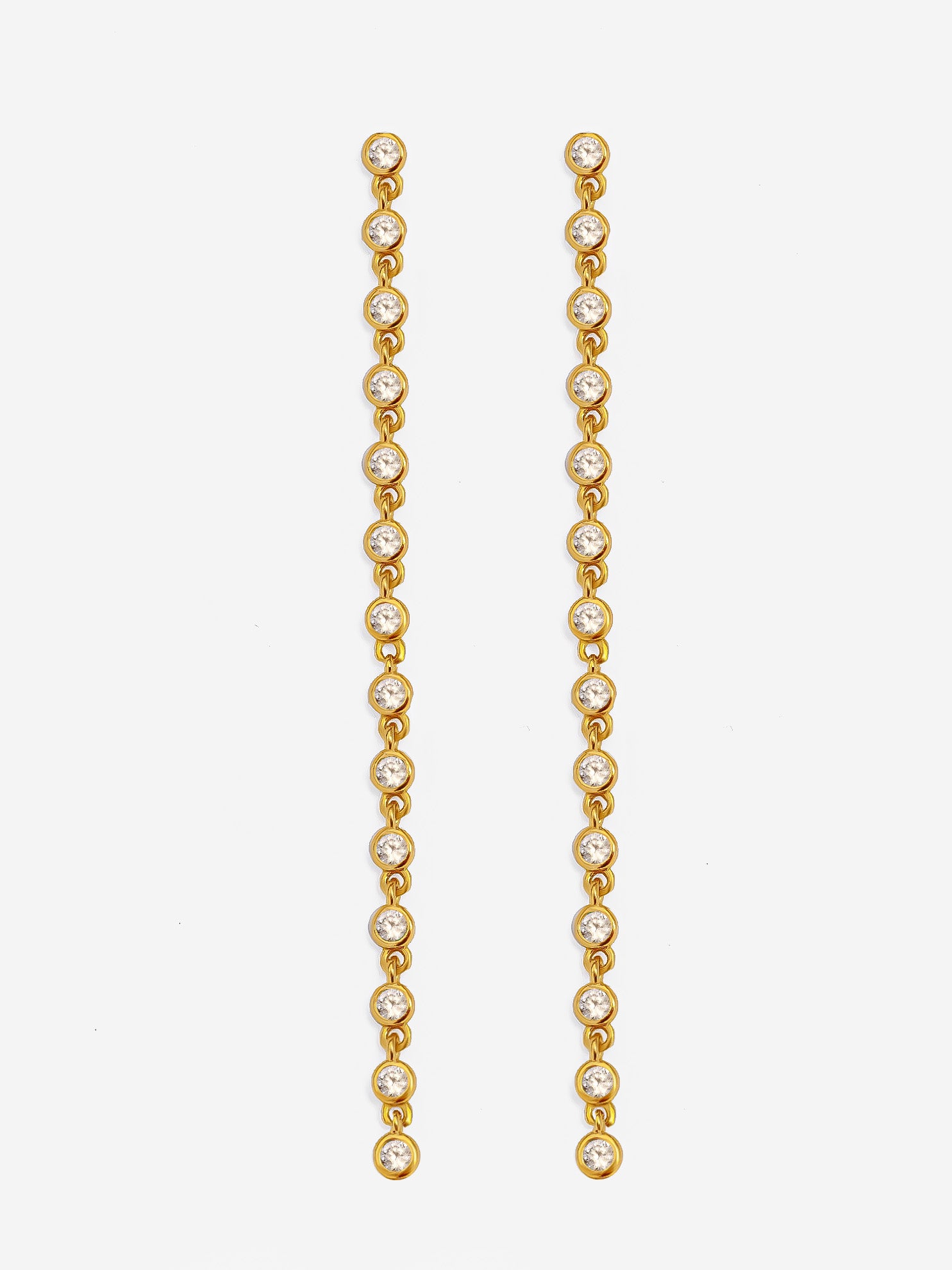 Long Stud Earrings With White Stones