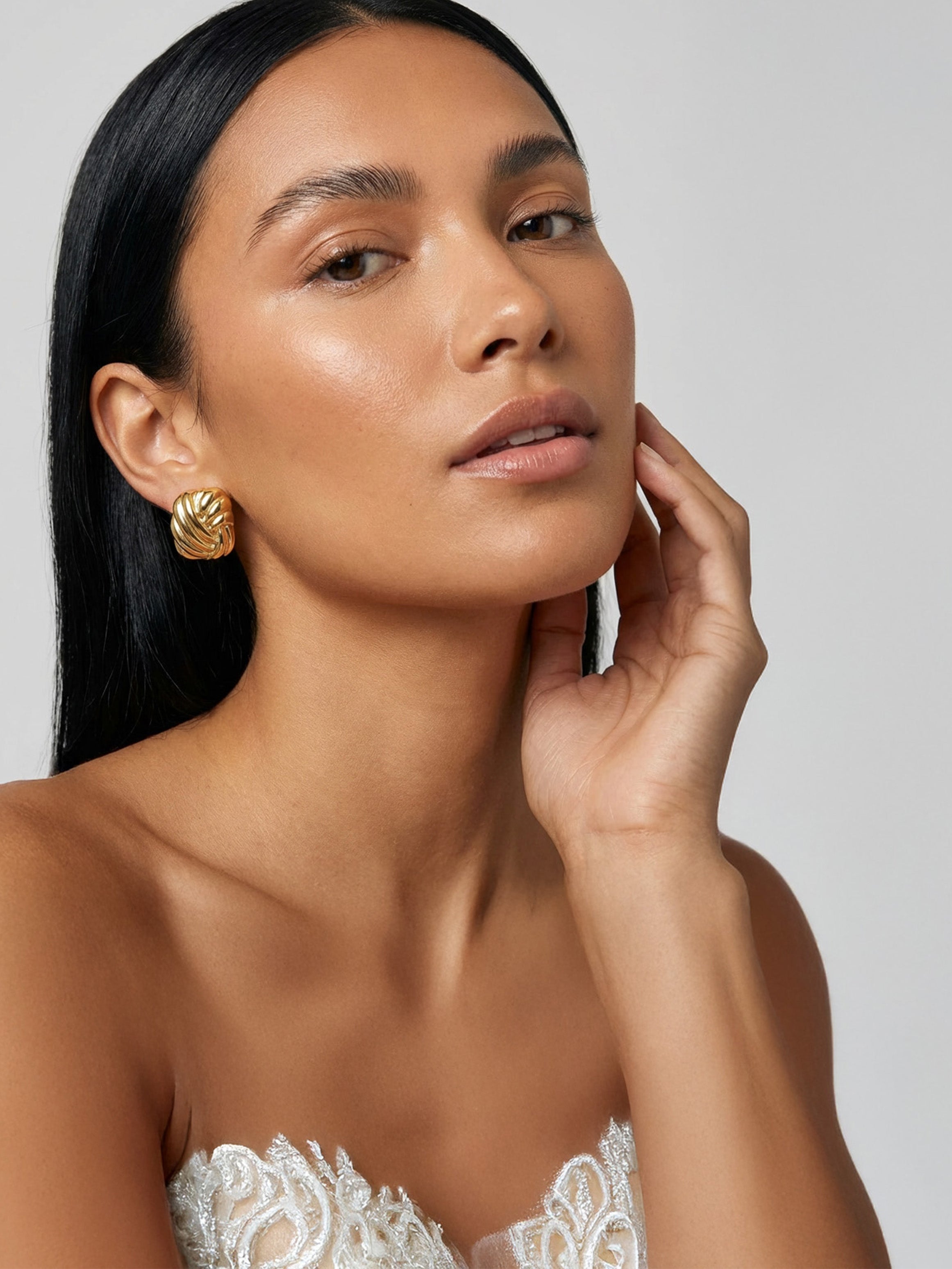 Boucles d'oreilles à tige carrées torsadées - Or 