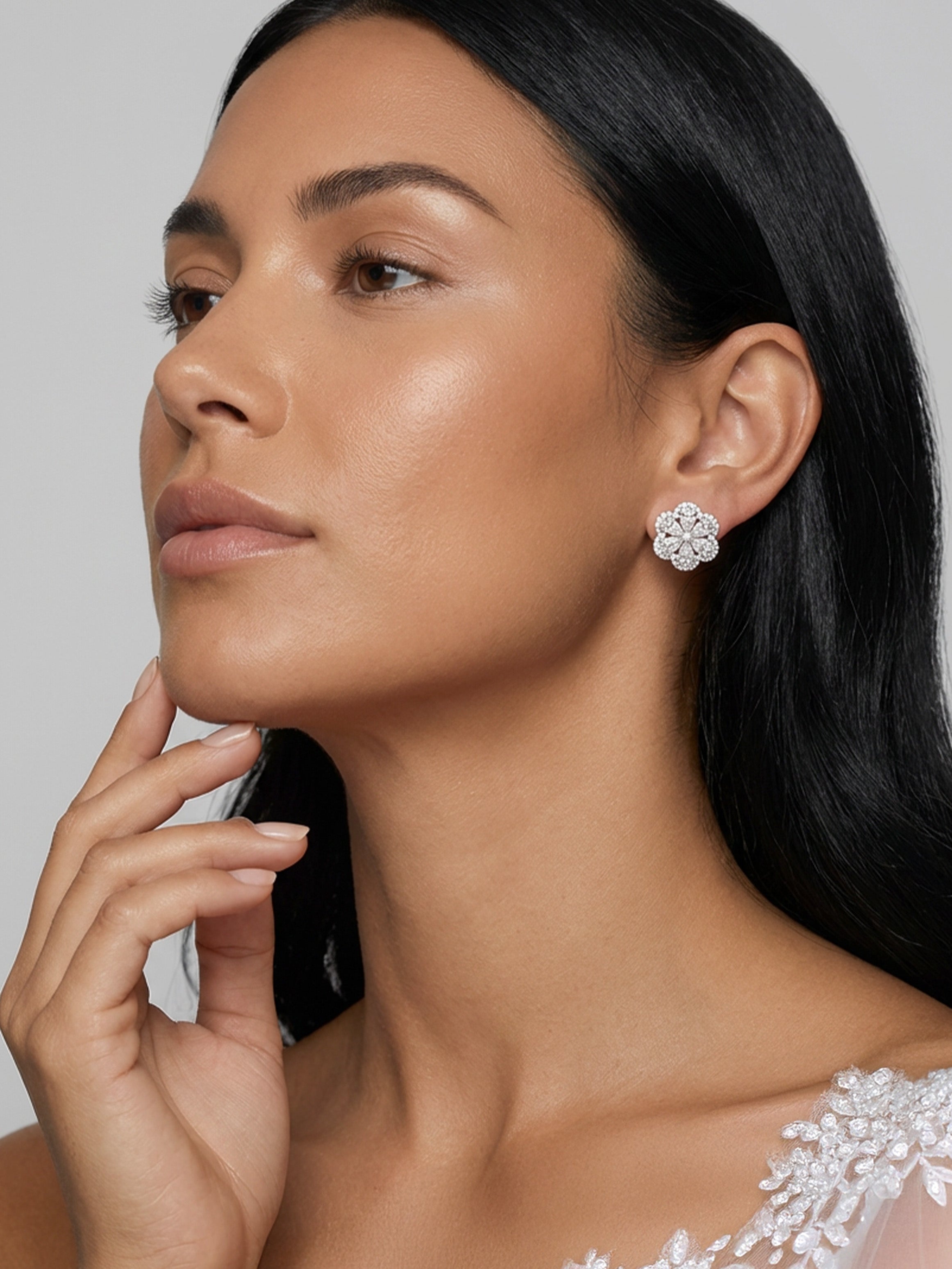 Boucles d'oreilles de fleurs de mariée