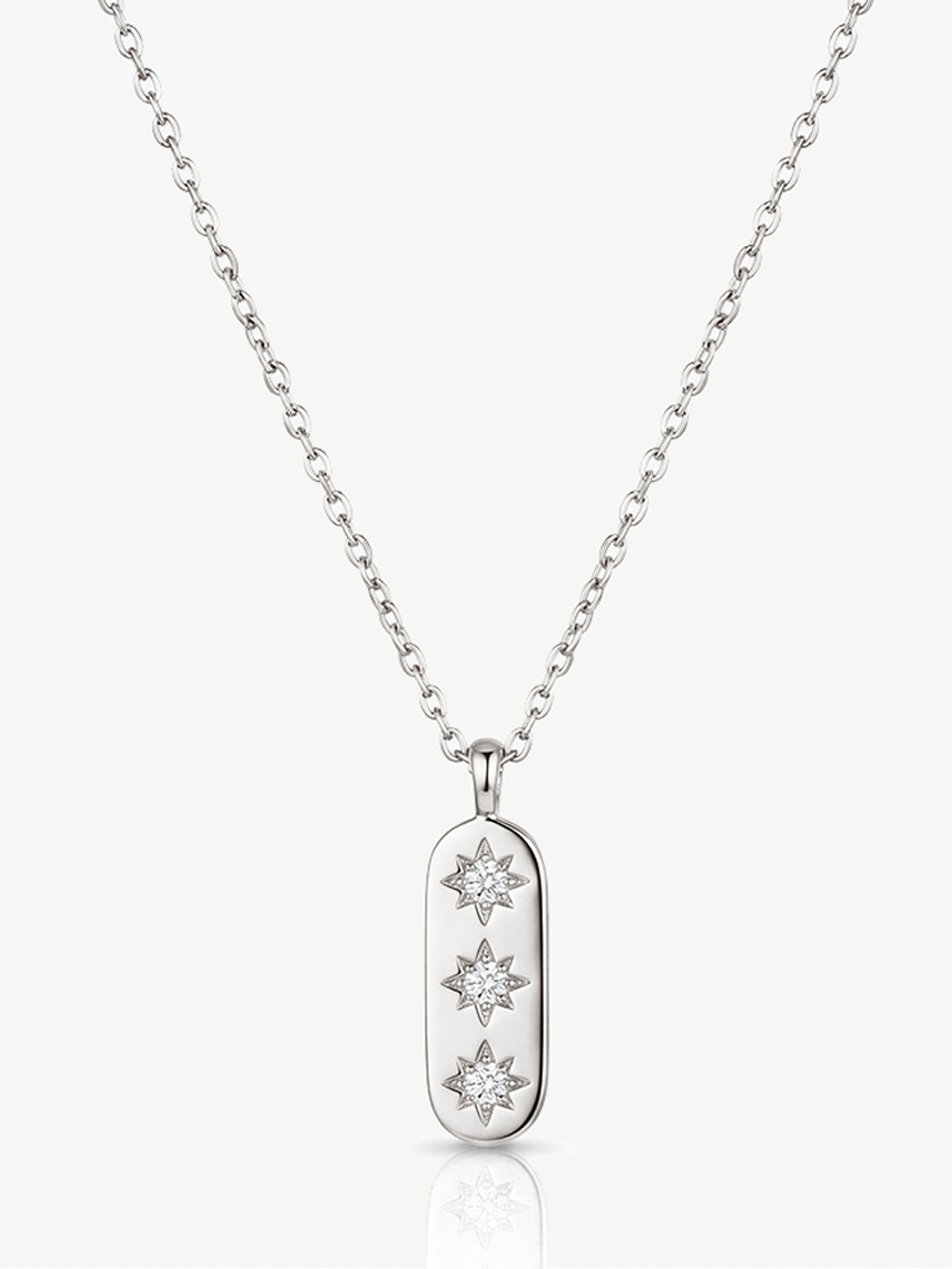 Vertical Bar Necklace With Three Stars