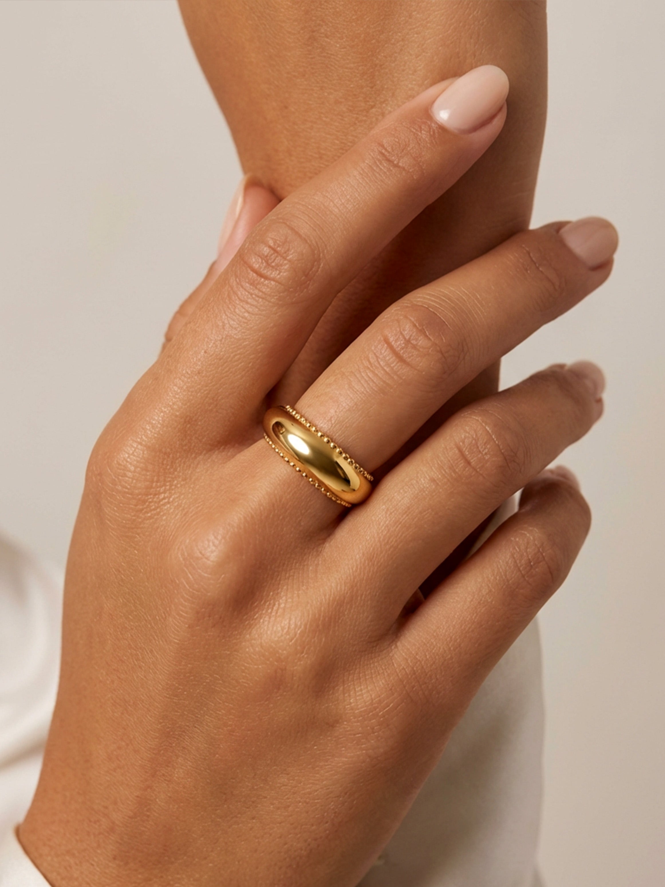 Gold Curved Dome Ring - Sphere