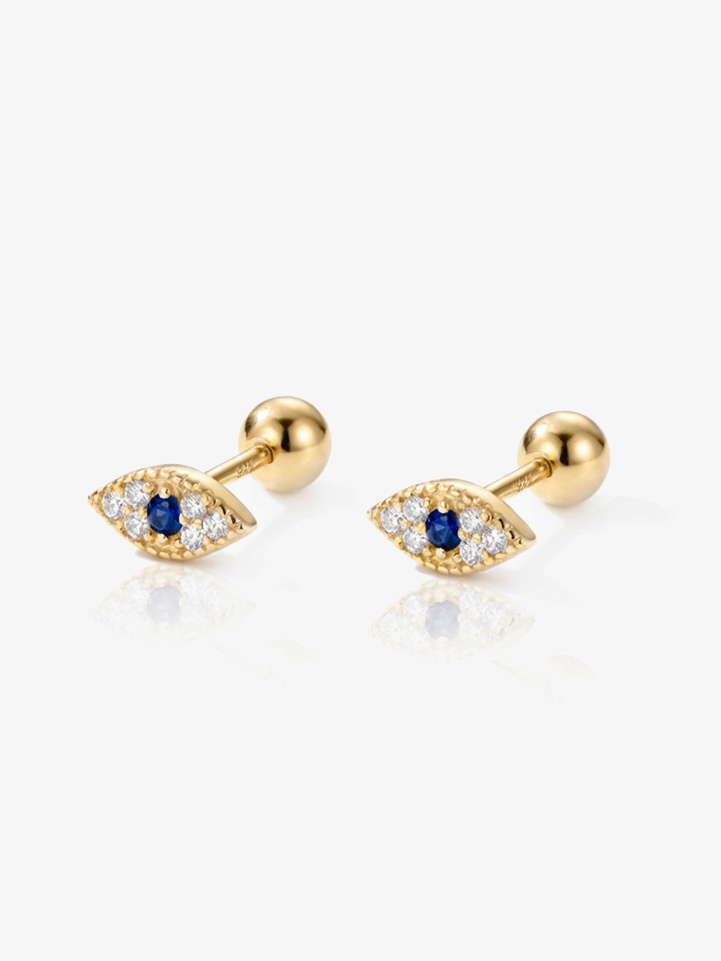 Dainty Evil Eye Earrings - Screw Back