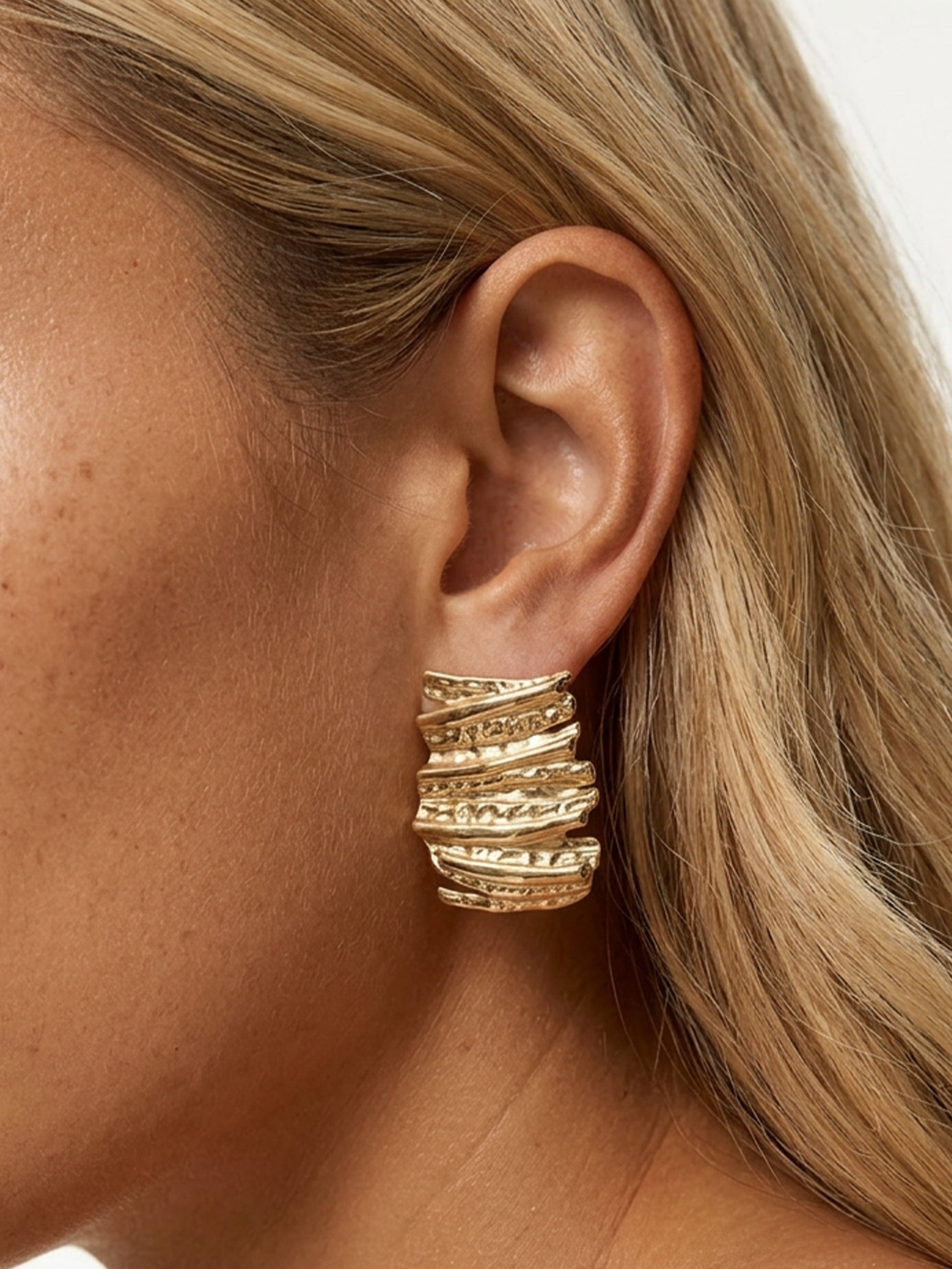 Rectangular Textured Stud Earrings