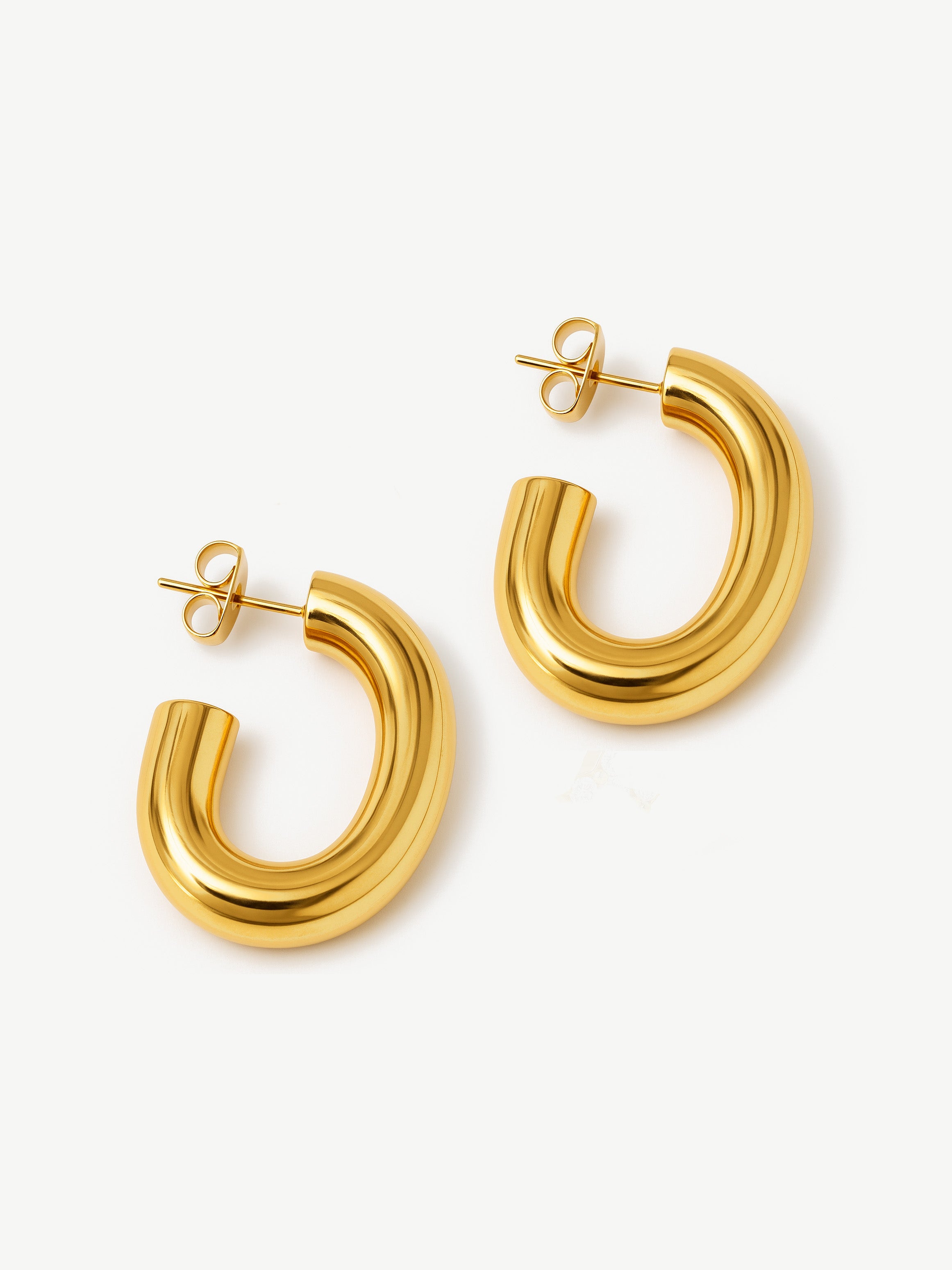 Thick Oval Hoop Earrings