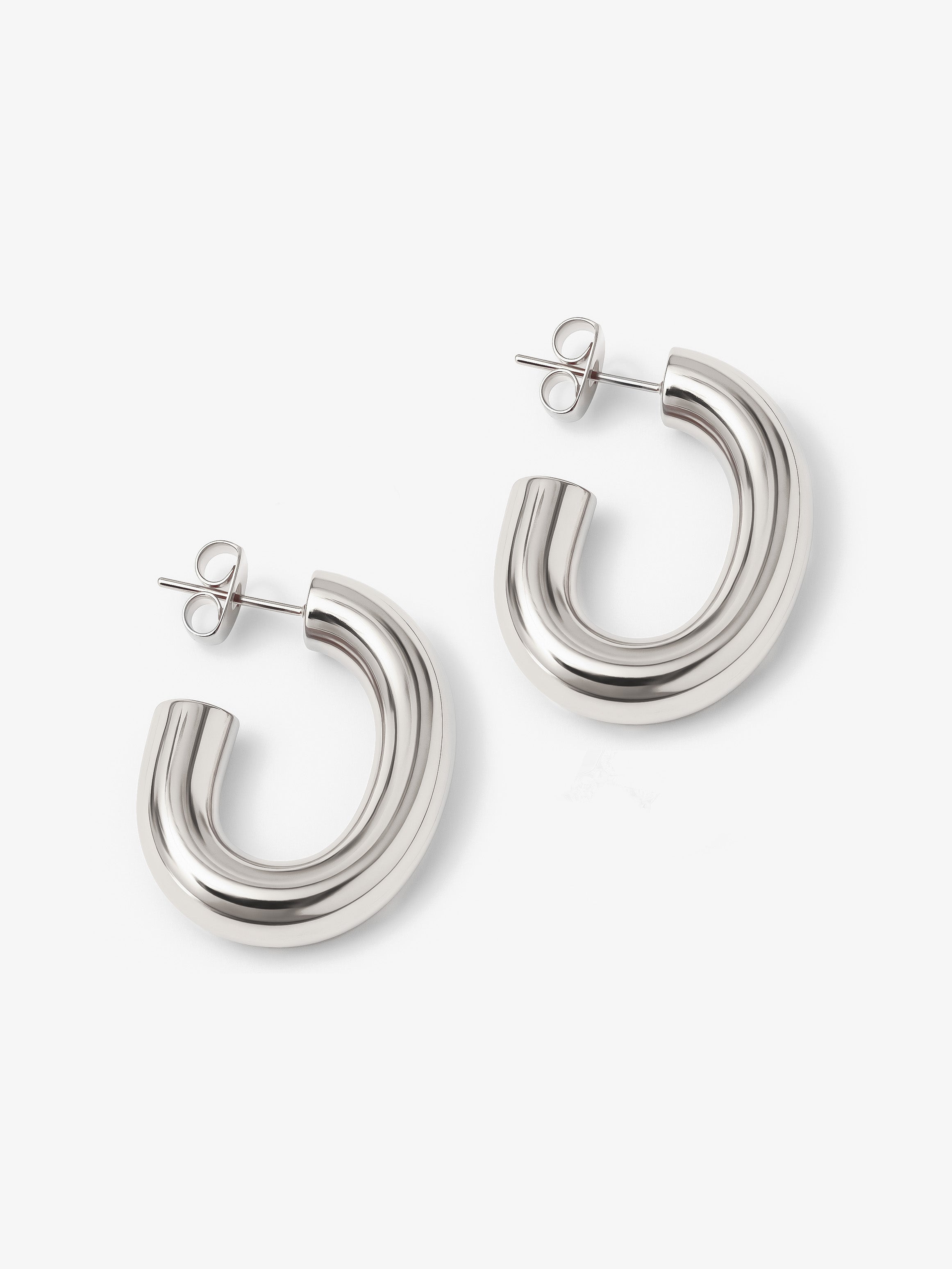 Thick Oval Hoop Earrings