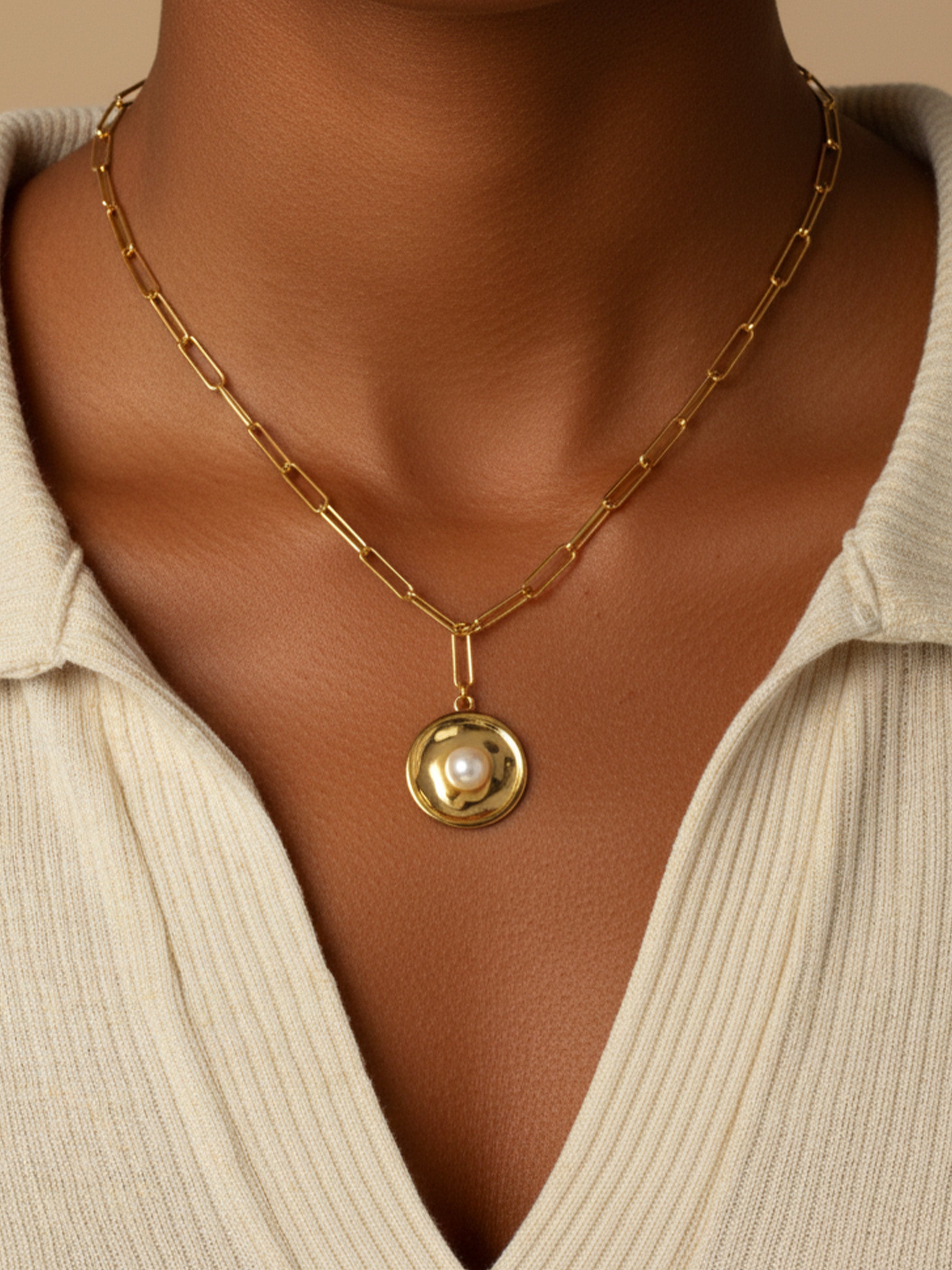 Collier à maillons avec pièce de perle