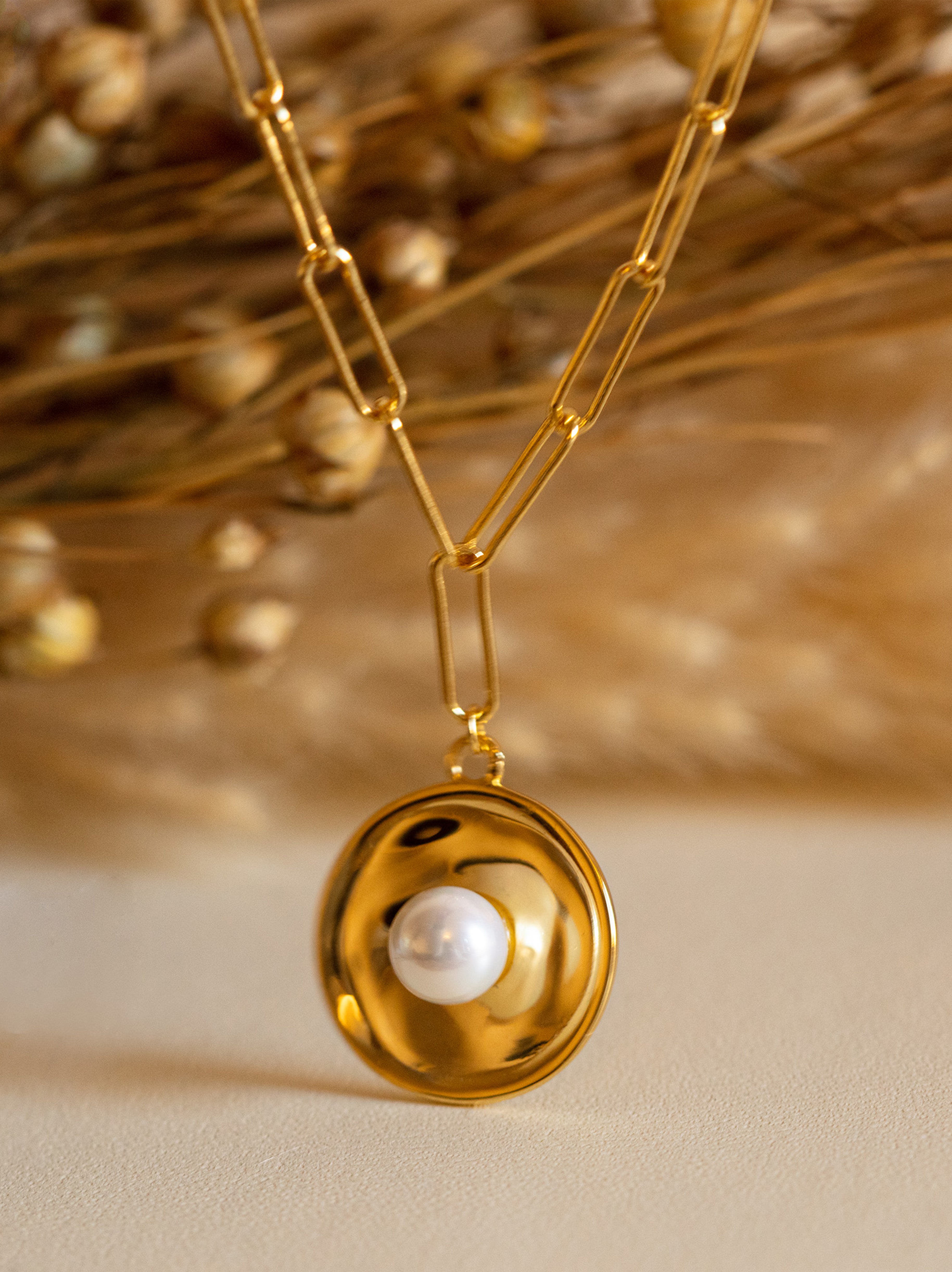 Collier à maillons avec pièce de perle