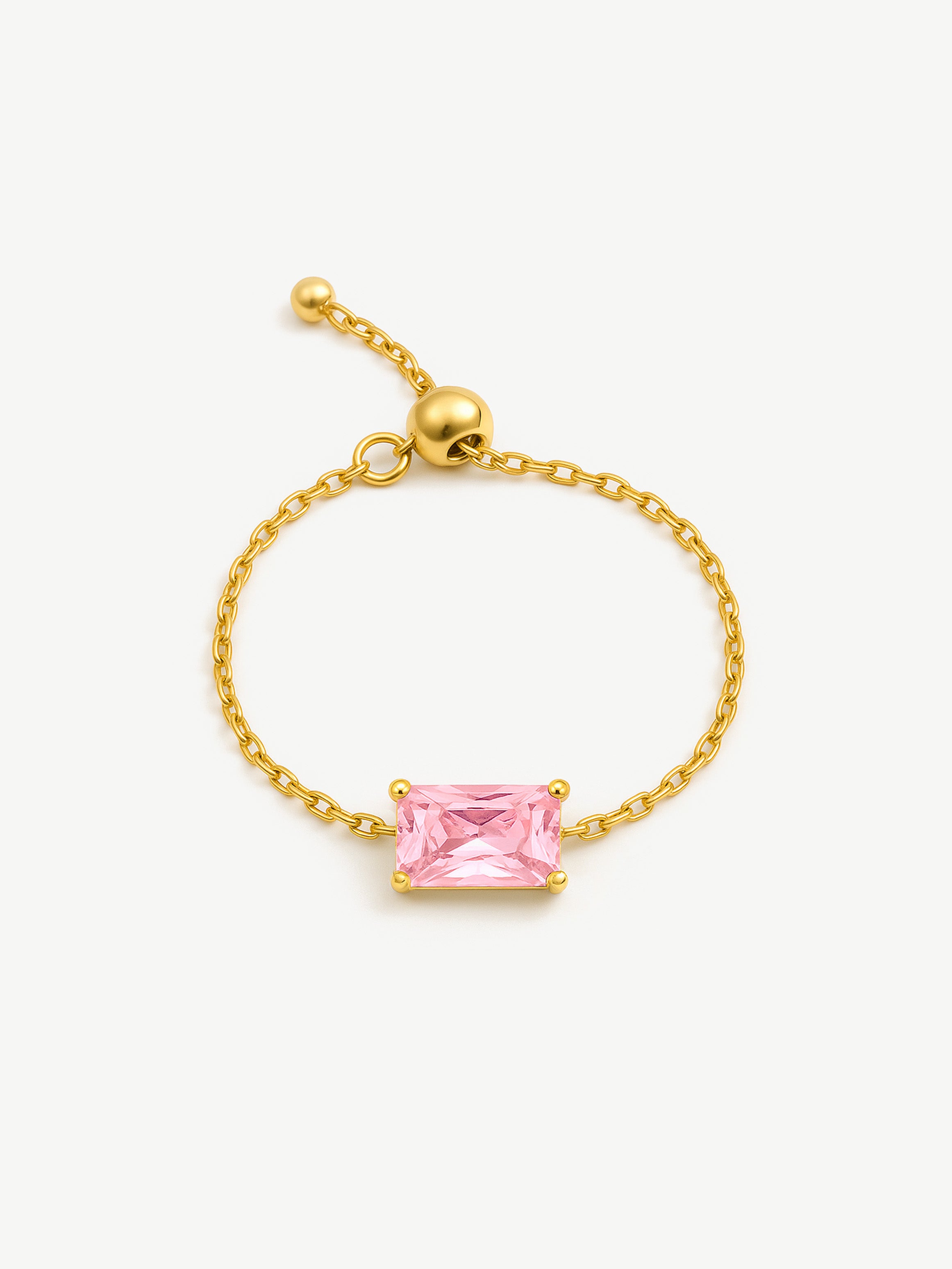 Adjustable Chain Ring - Baguette Stone