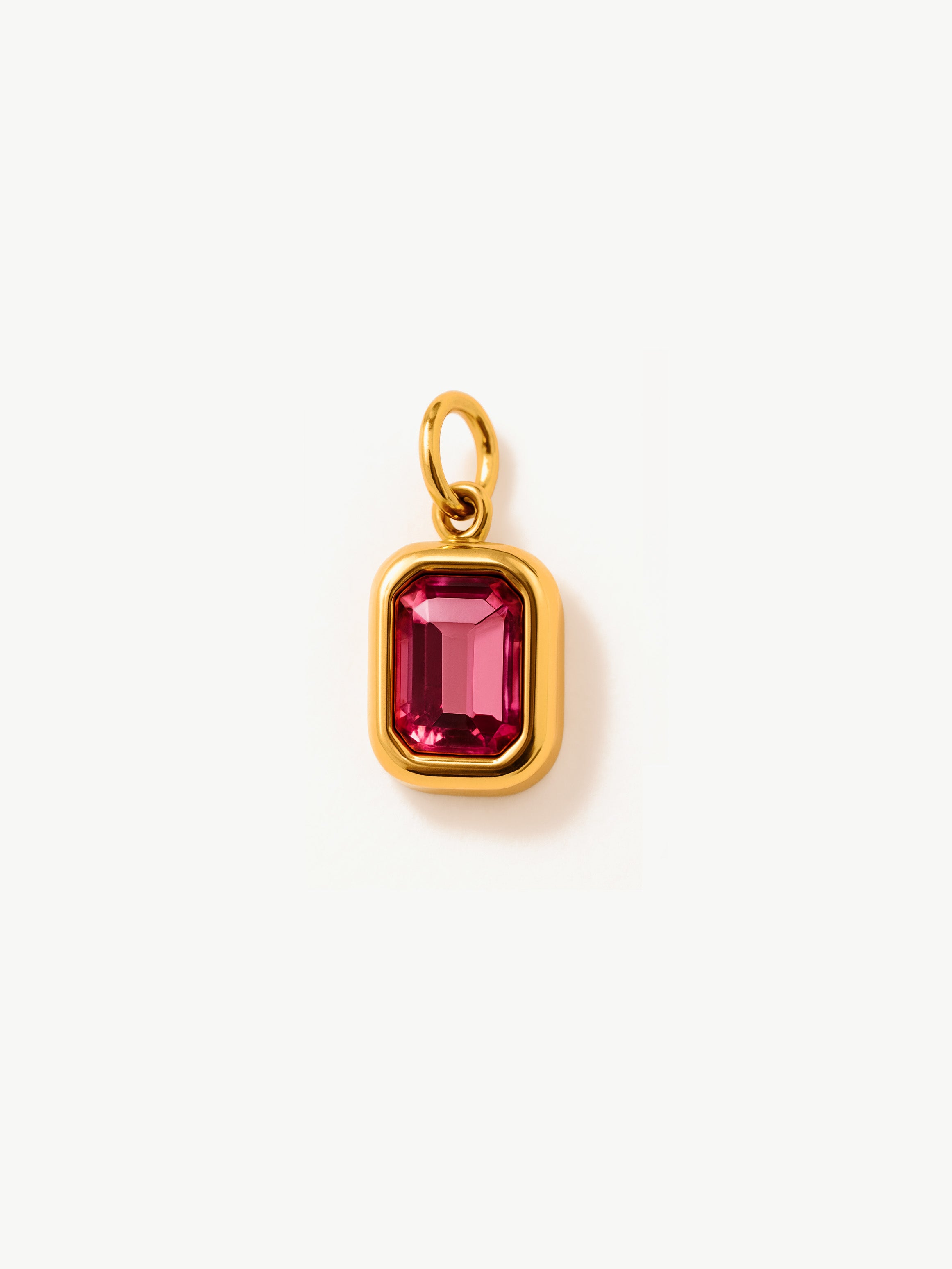 Pink Stone Charm - Emerald-Cut (Small)