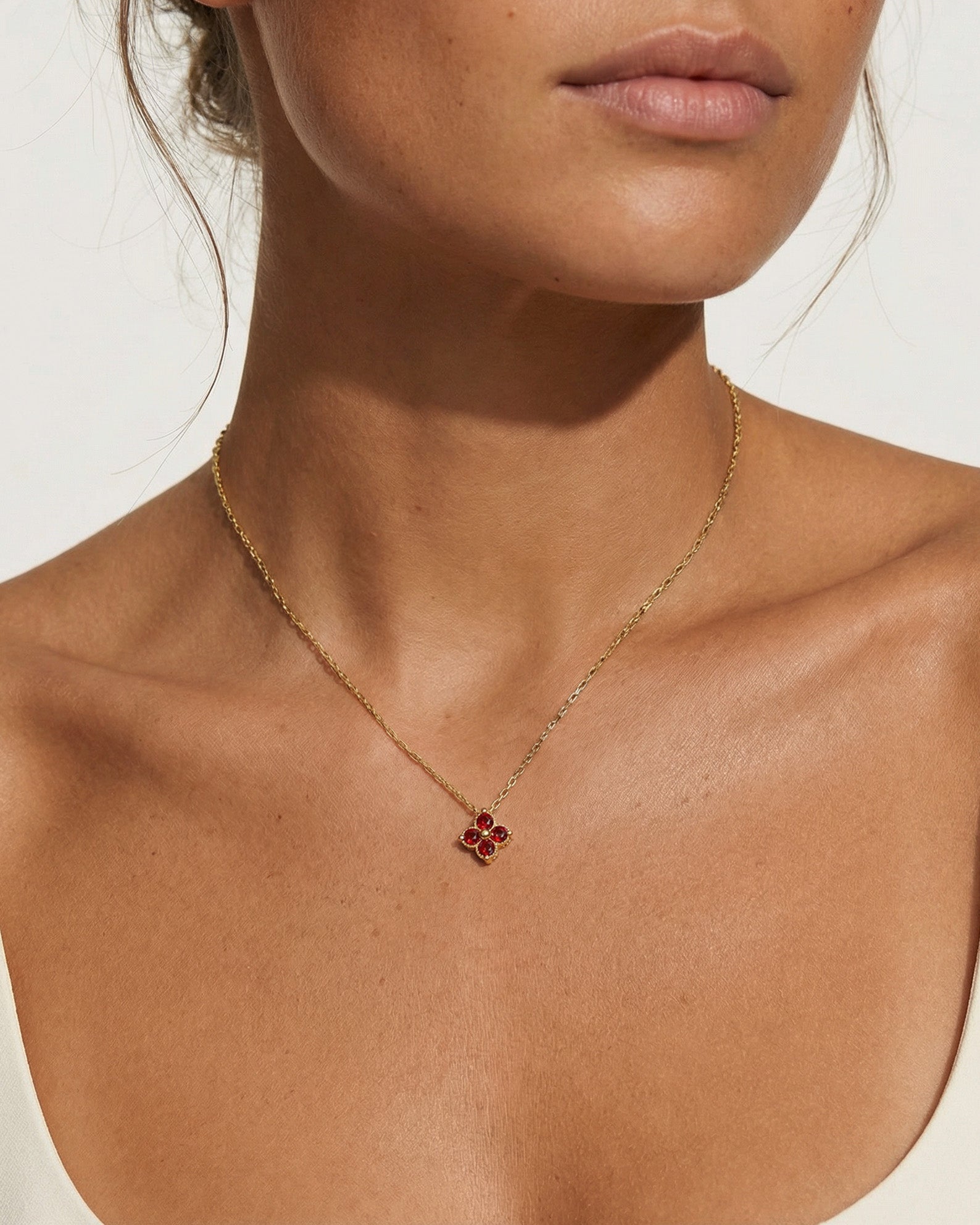 Tiny Red Flower Necklace