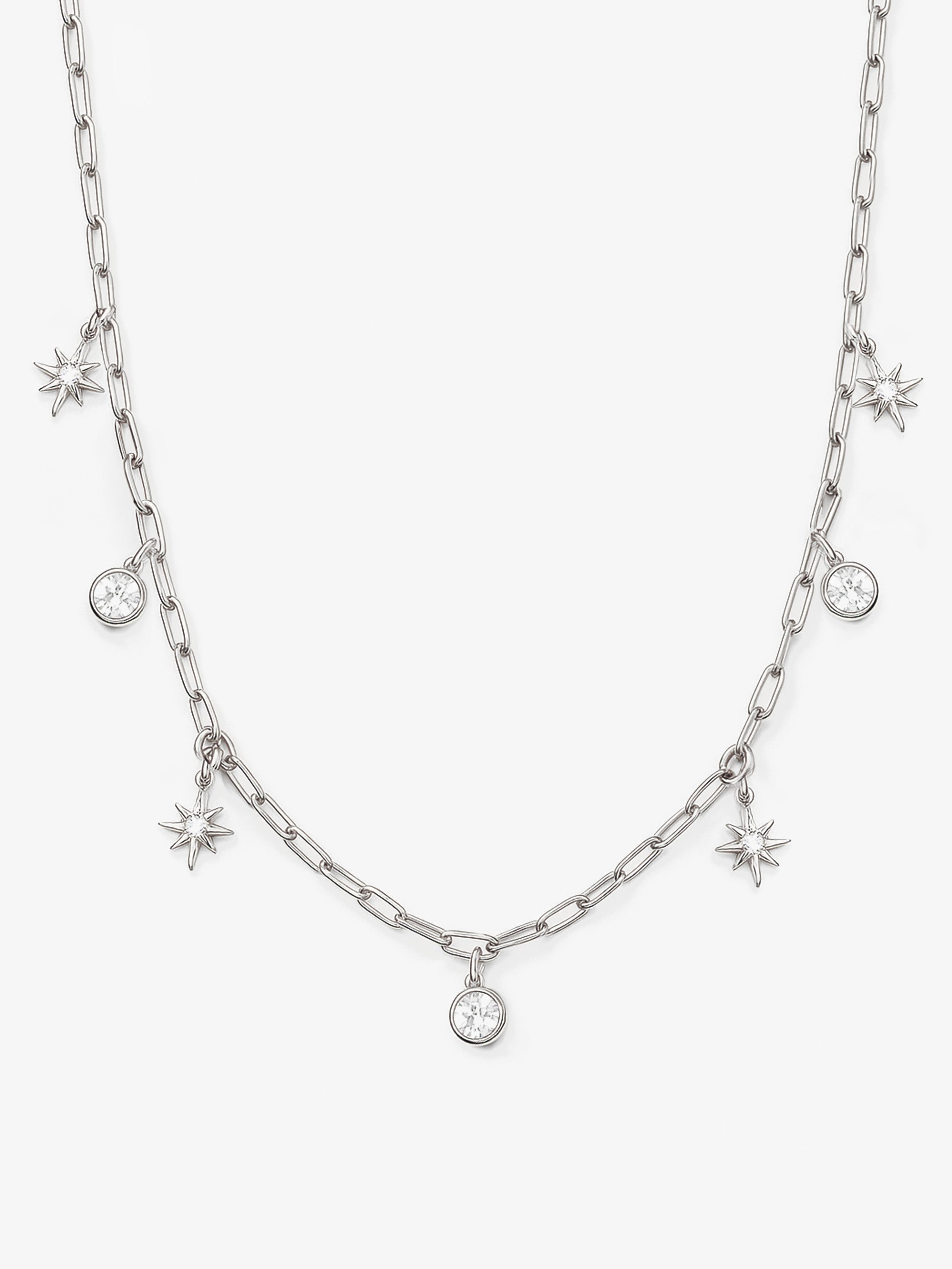Collier ras du cou avec breloques lune et étoile
