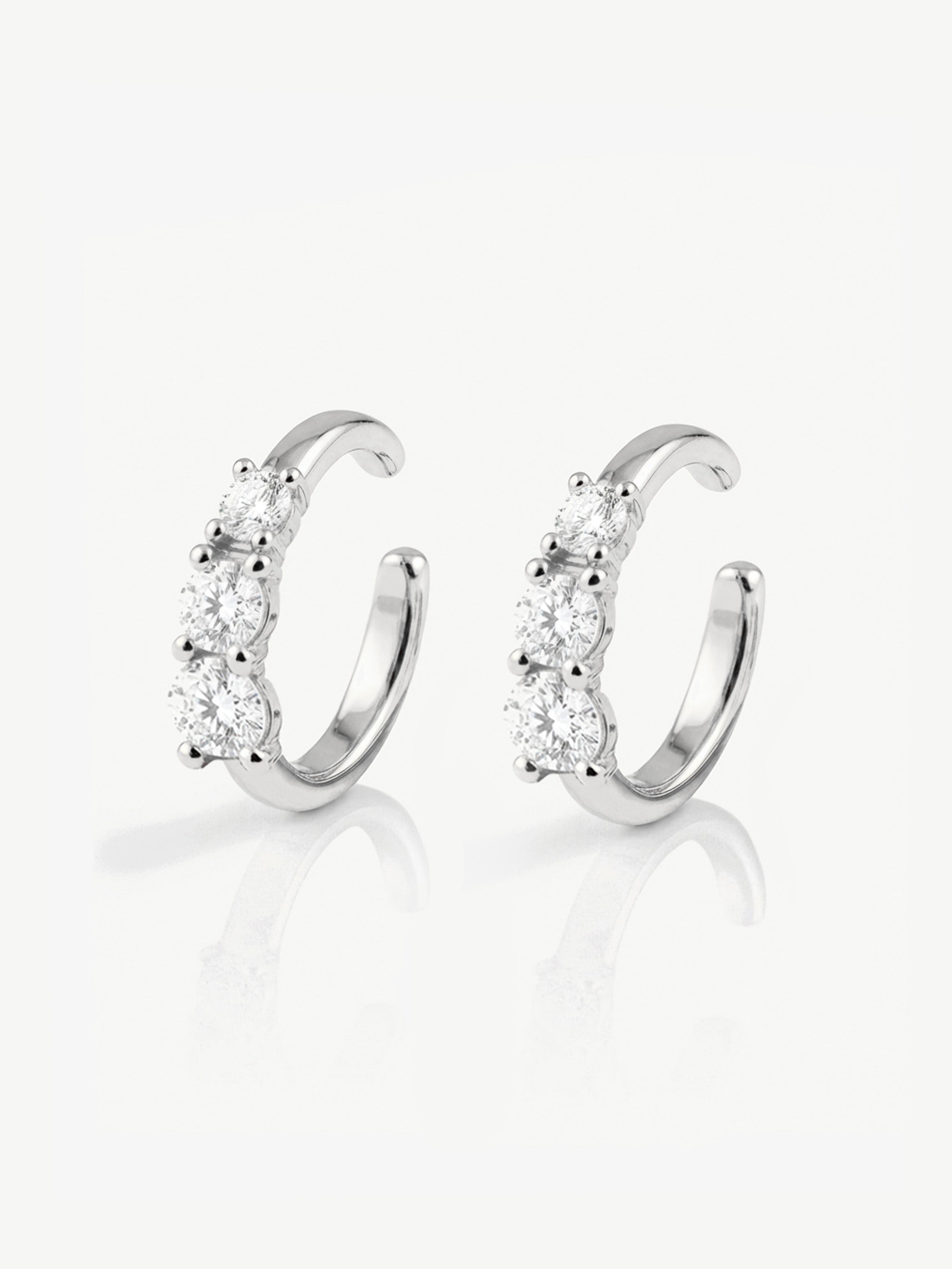 Boucles d'oreilles trois pierres - Paire