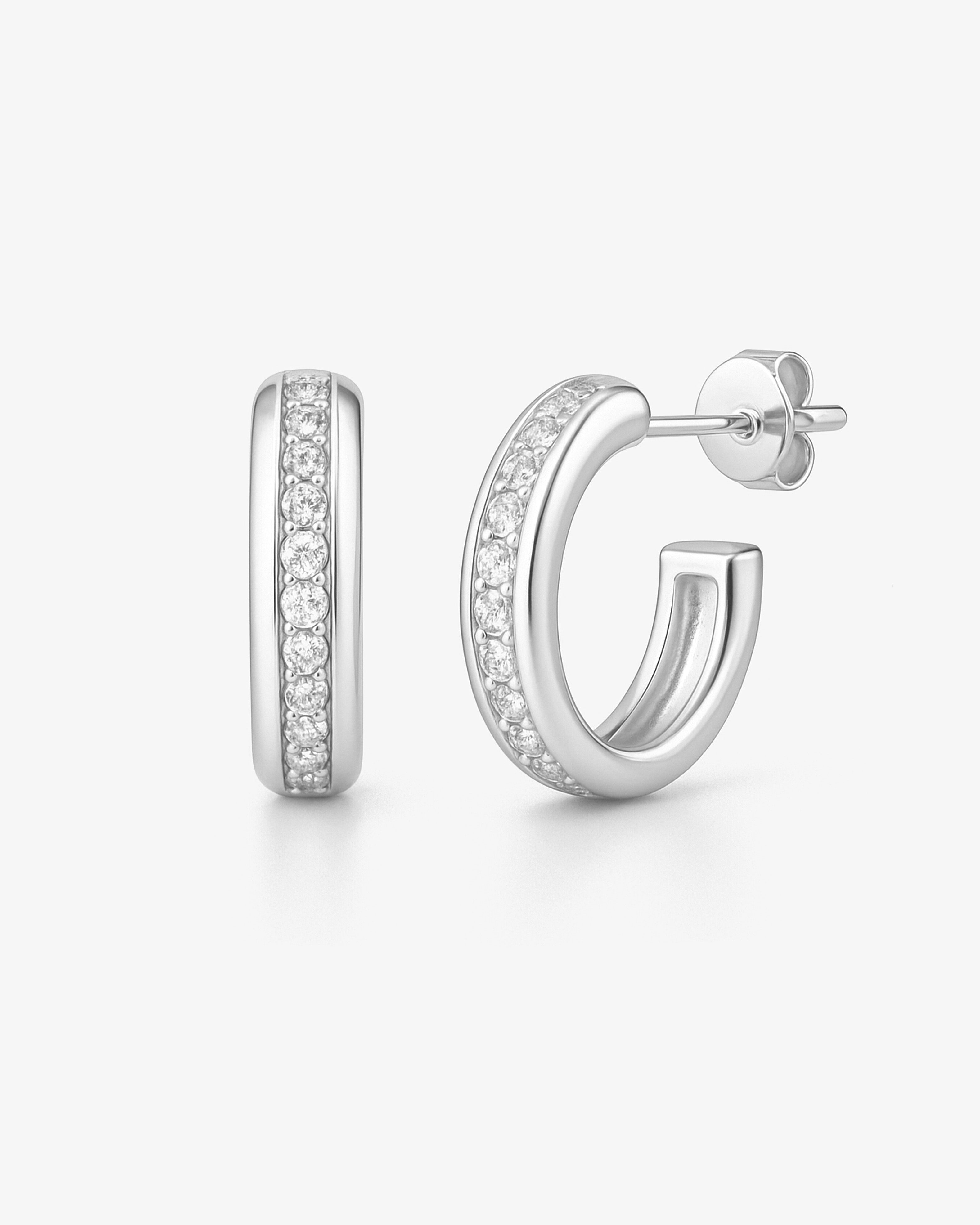 Boucles d'oreilles créoles épaisses avec petites pierres