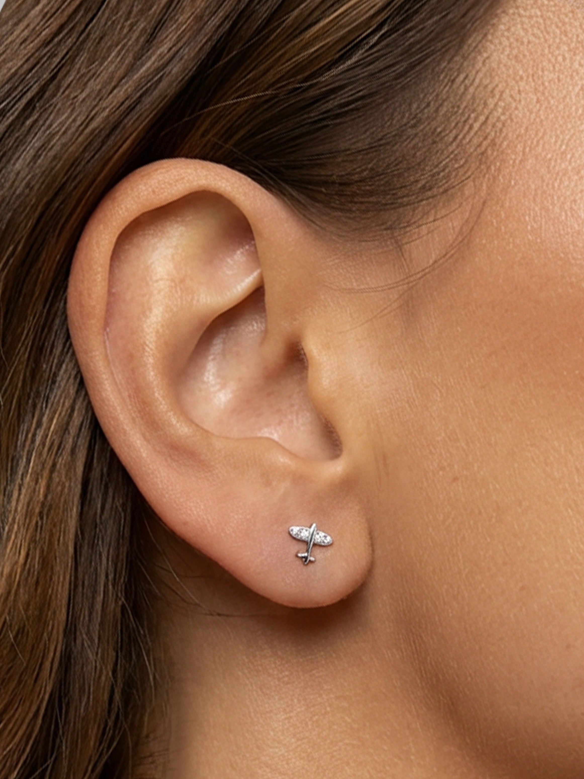 Boucles d'oreilles à tige en forme de petit avion