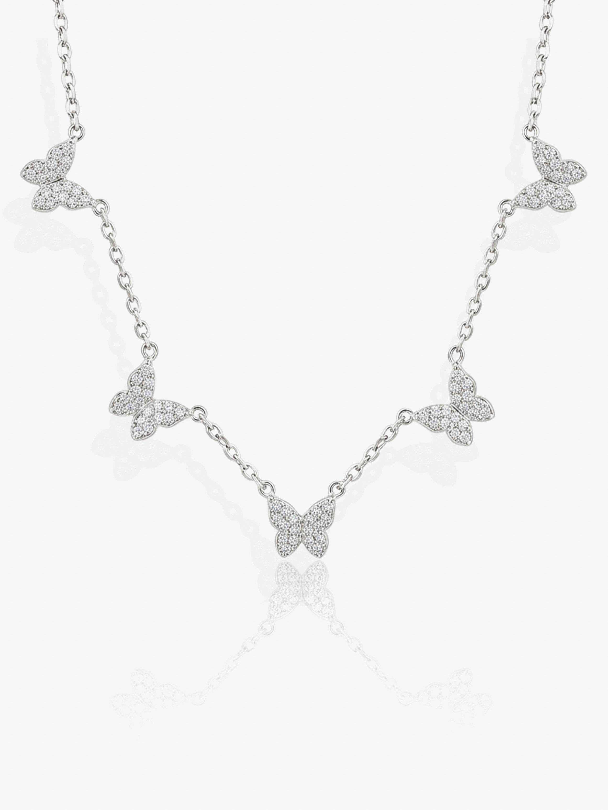 Collier ras du cou avec cinq breloques papillon