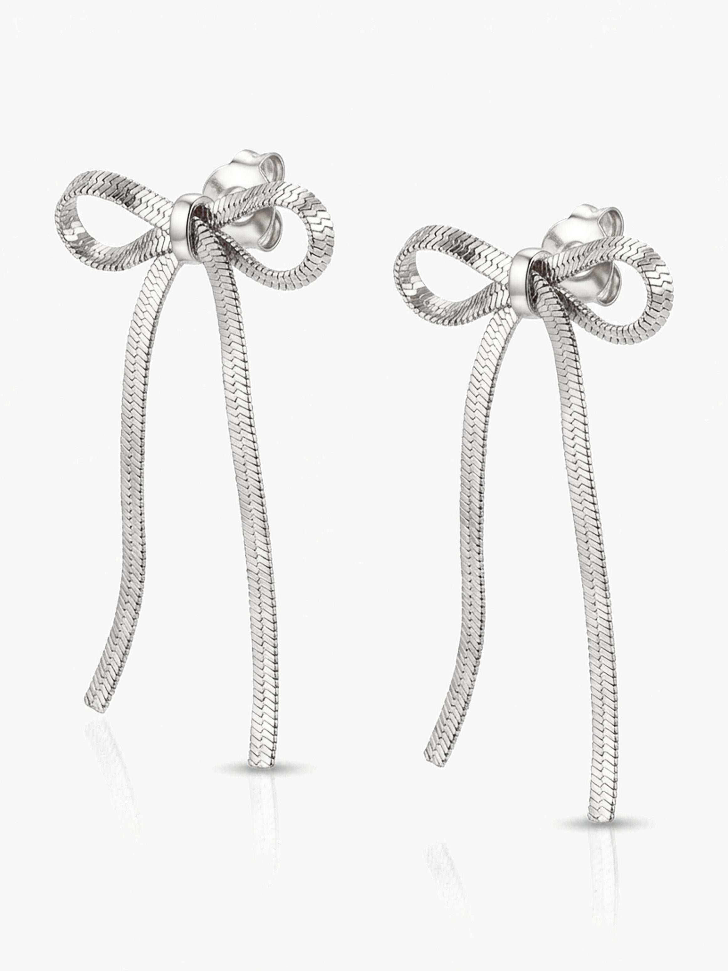 Boucles d'oreilles à tige en forme de nœud avec chaîne à chevrons