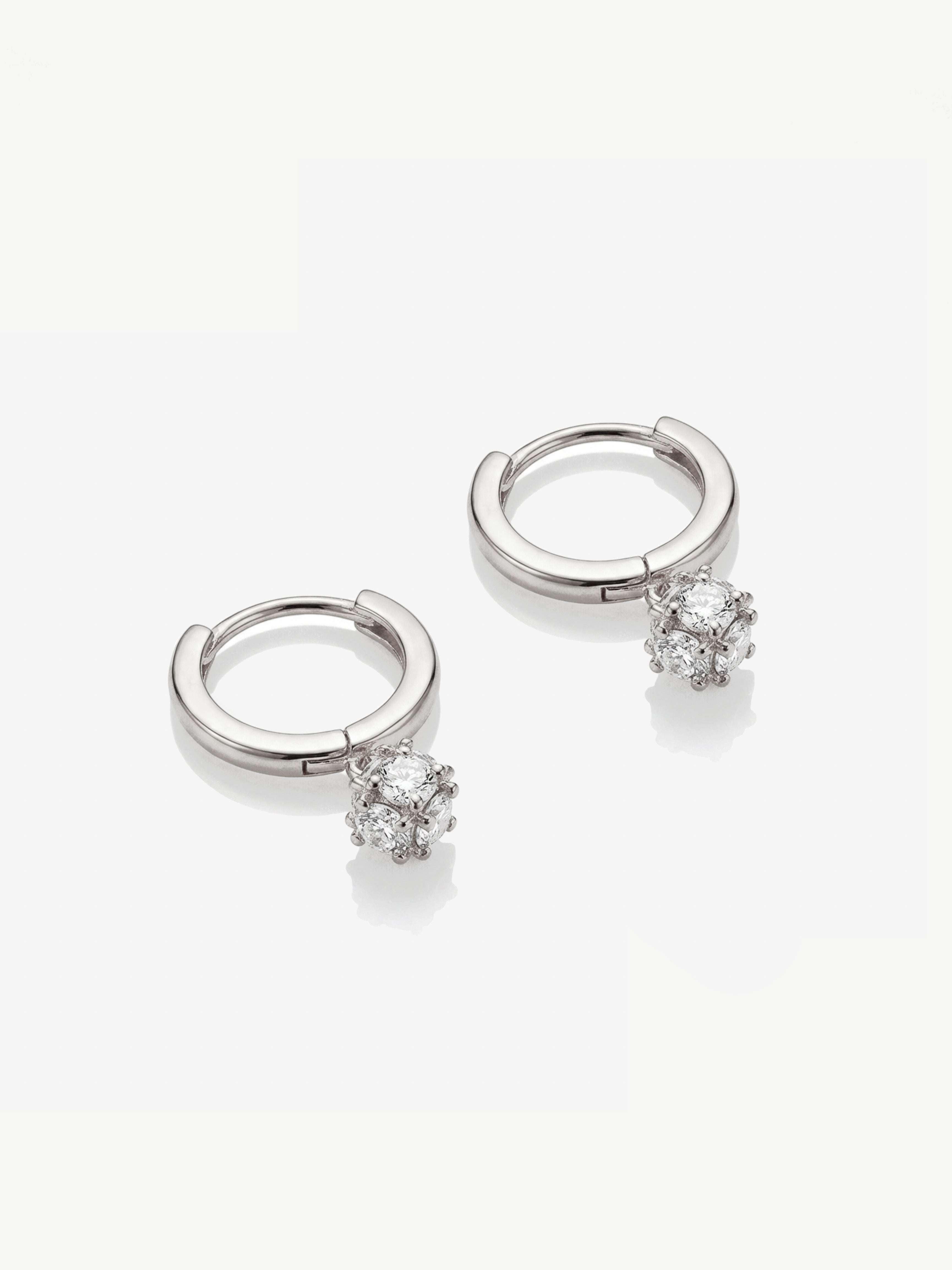 Dainty Huggie Hoop Earrings With Round Stone