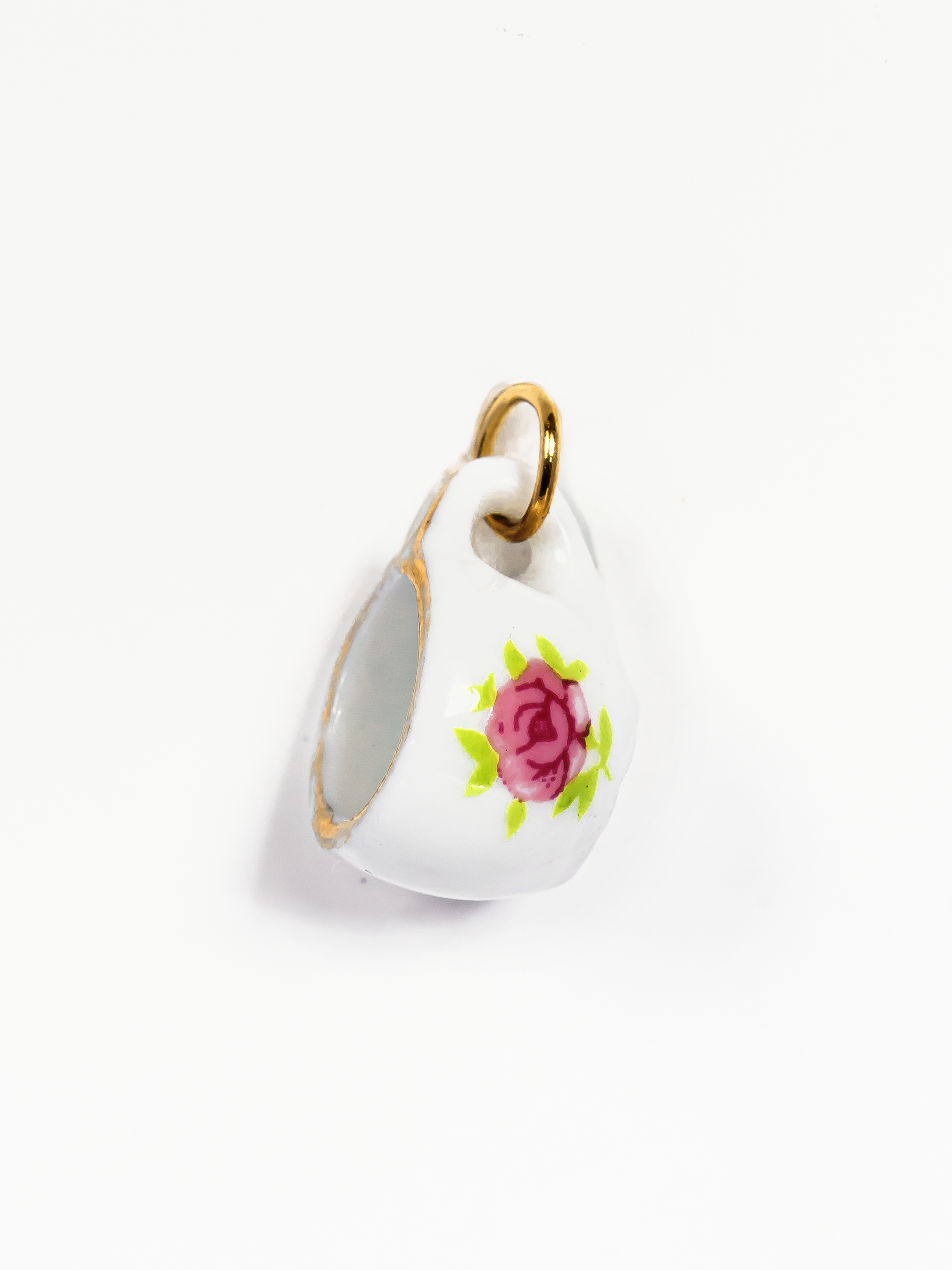 Breloque tasse à thé en porcelaine - Rose rose (petite taille)