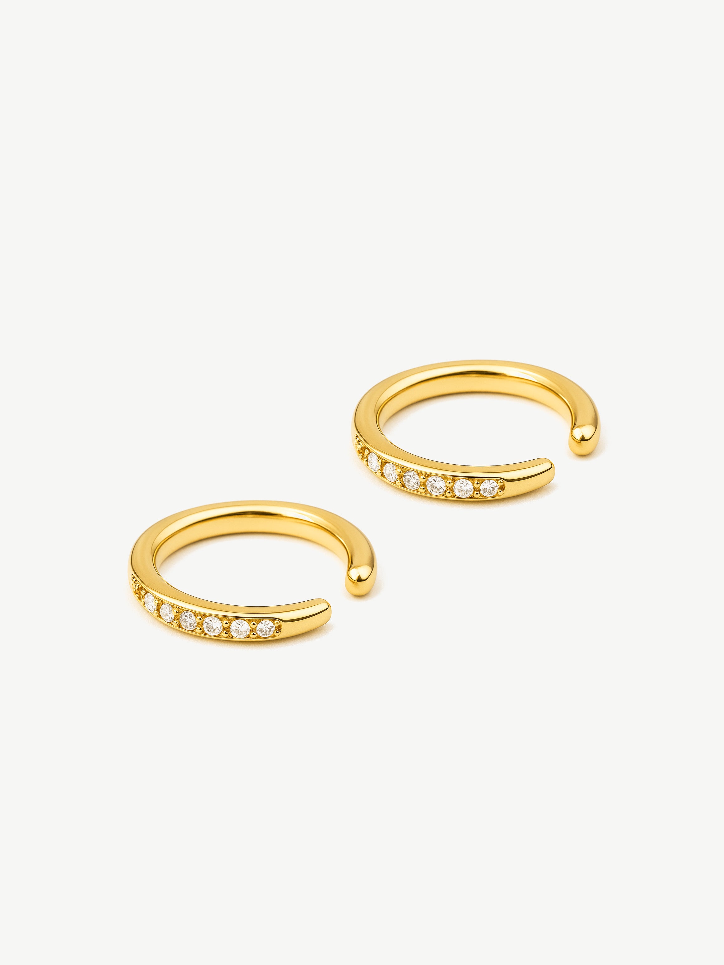 Gold Thin Ear Cuffs With Stones - Pair