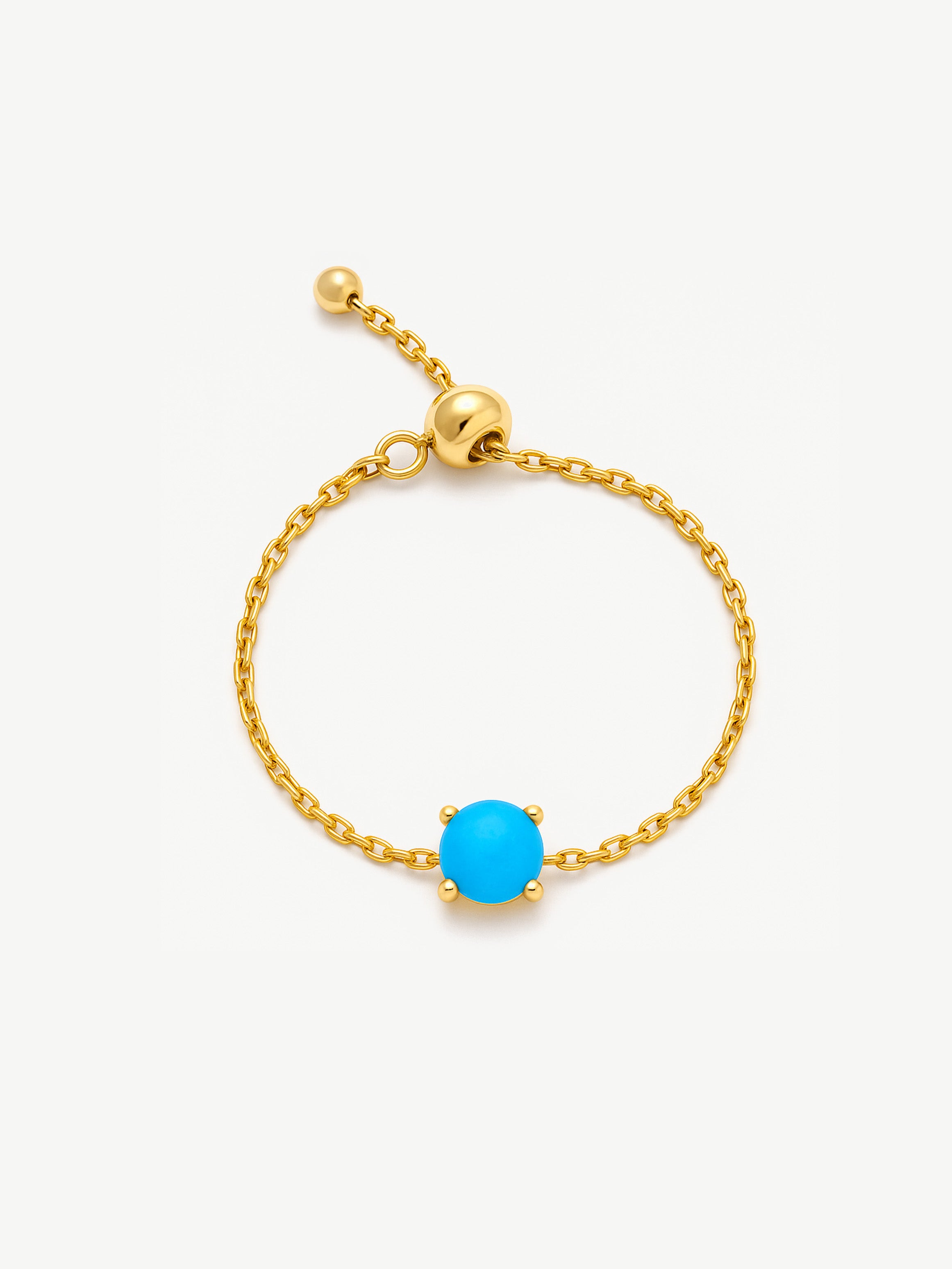 Pink, Blue, Green or Opal Adjustable Chain Ring With Round Stone