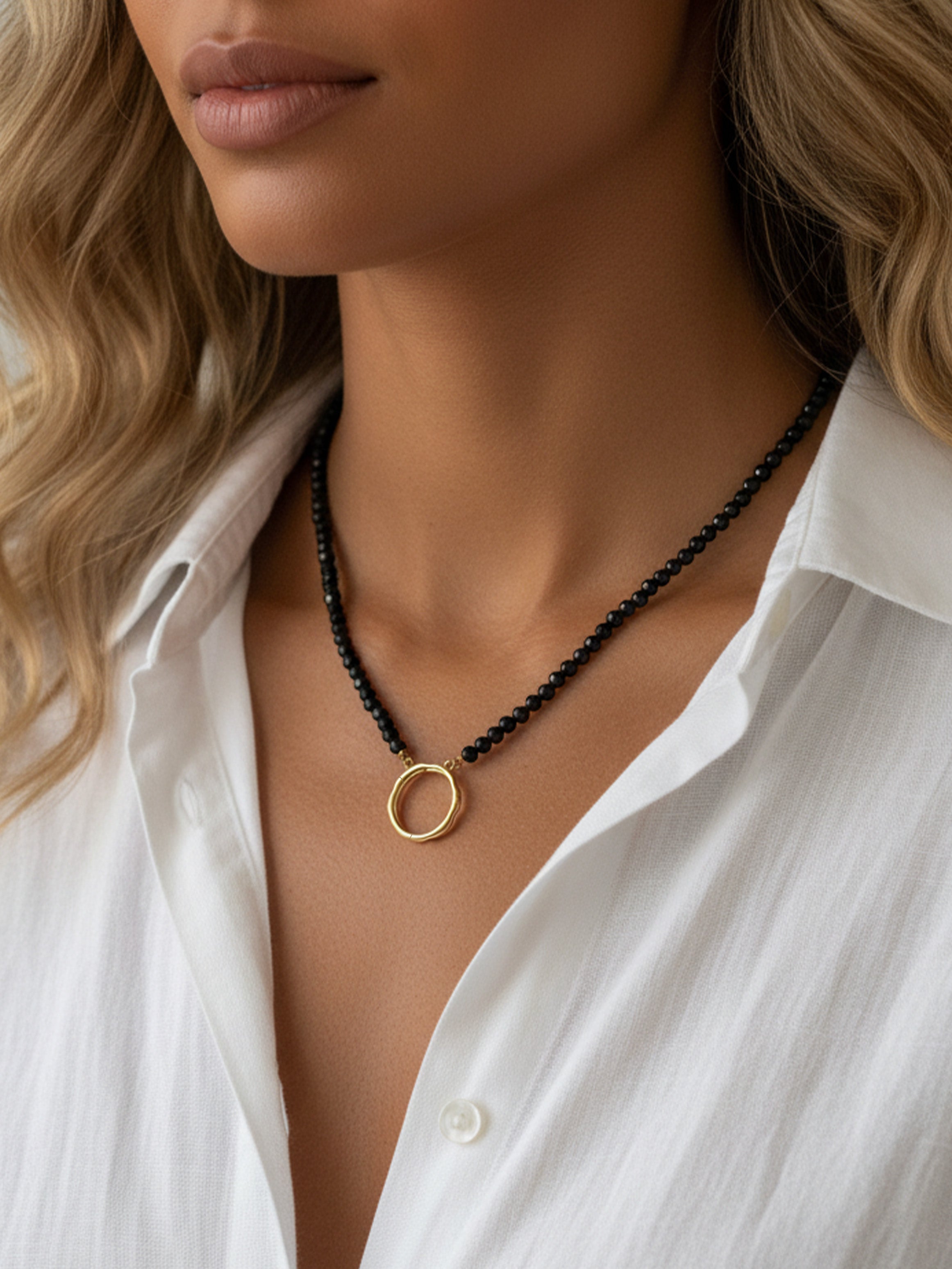 Black Bead Necklace For Charms (O Clasp)