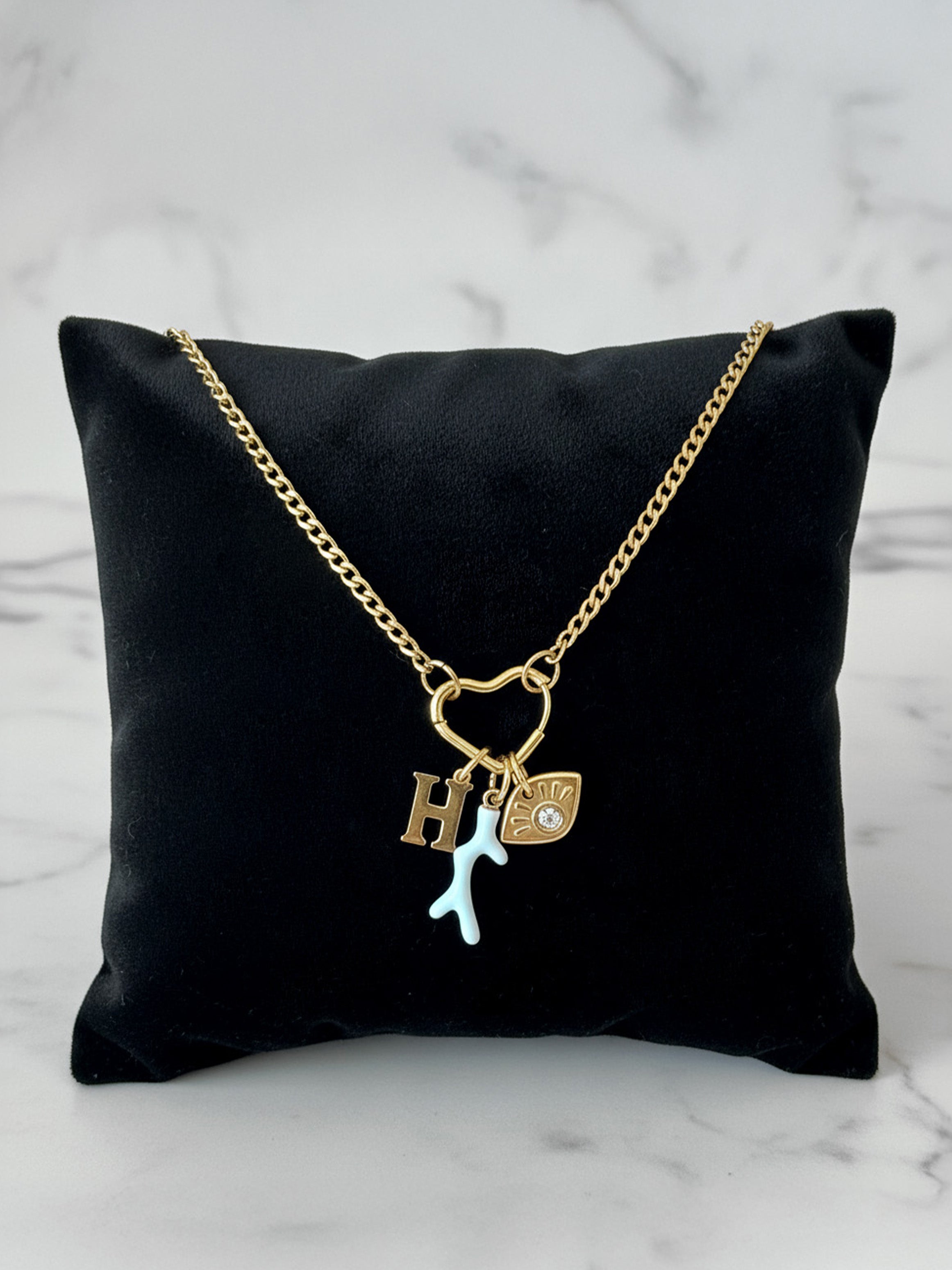 Collier délicat à chaîne gourmette pour breloques (fermoir cœur)