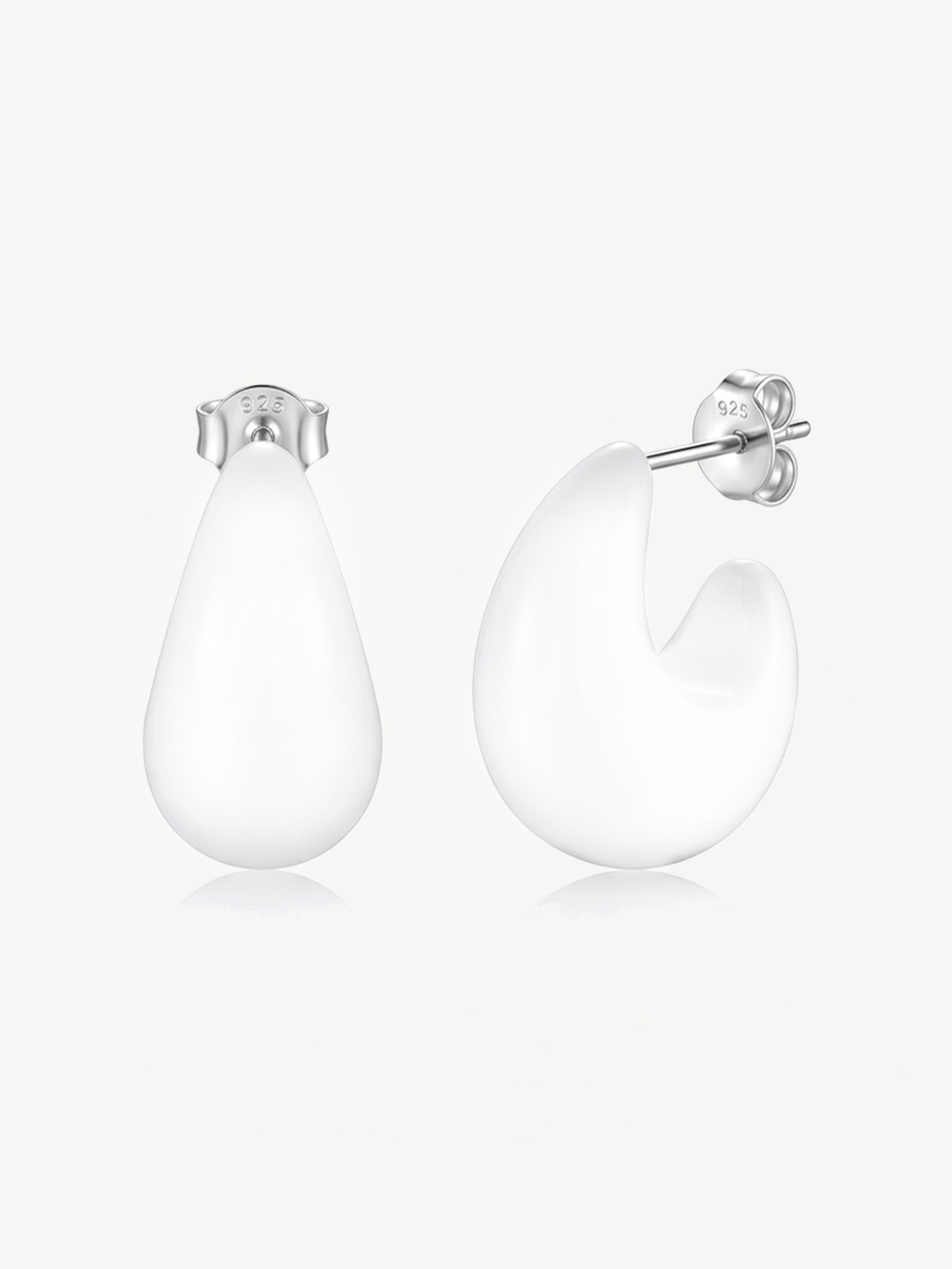 White Teardrop Stud Earrings