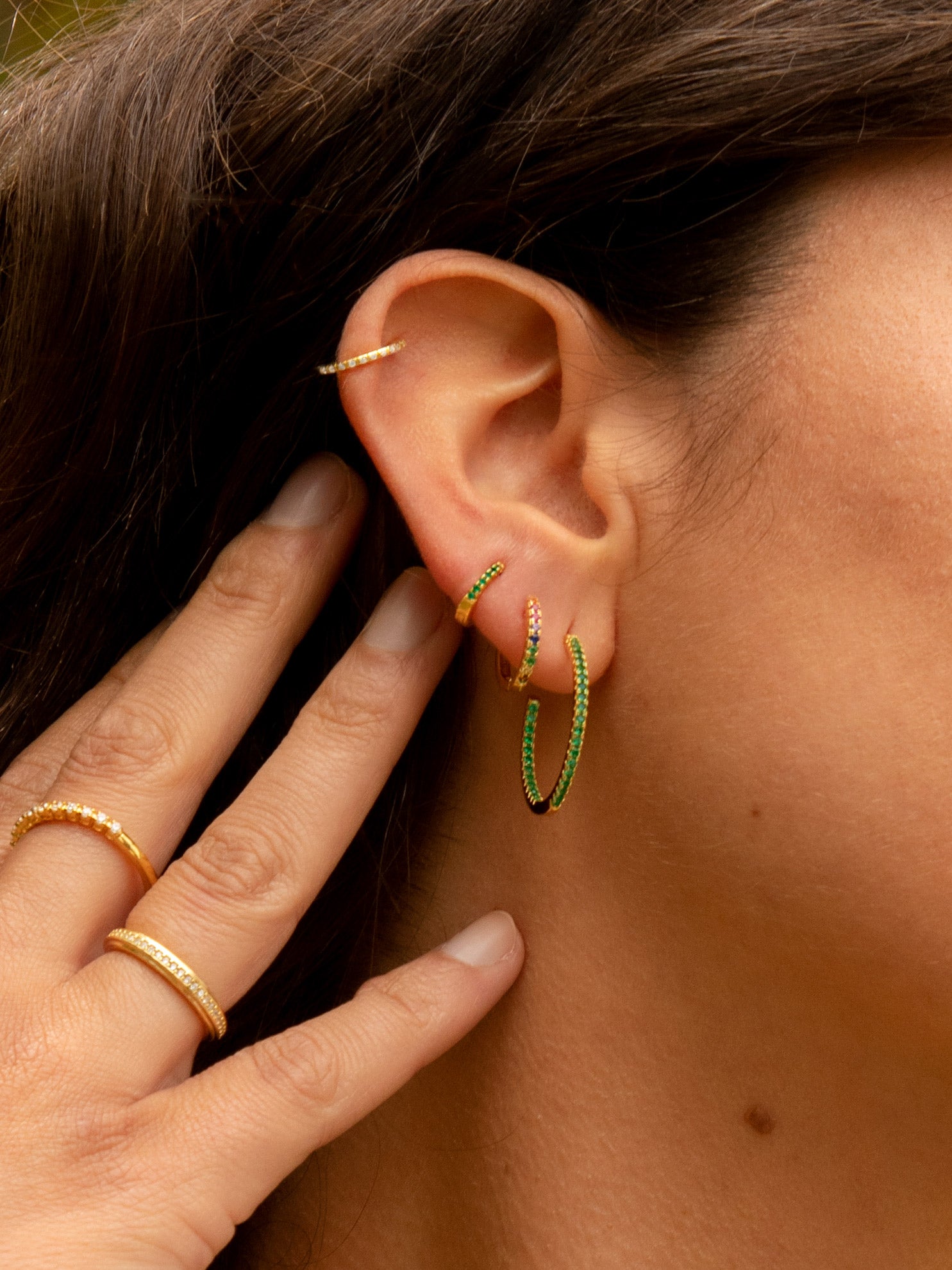 Small Hoop Earrings With Colourful Stones